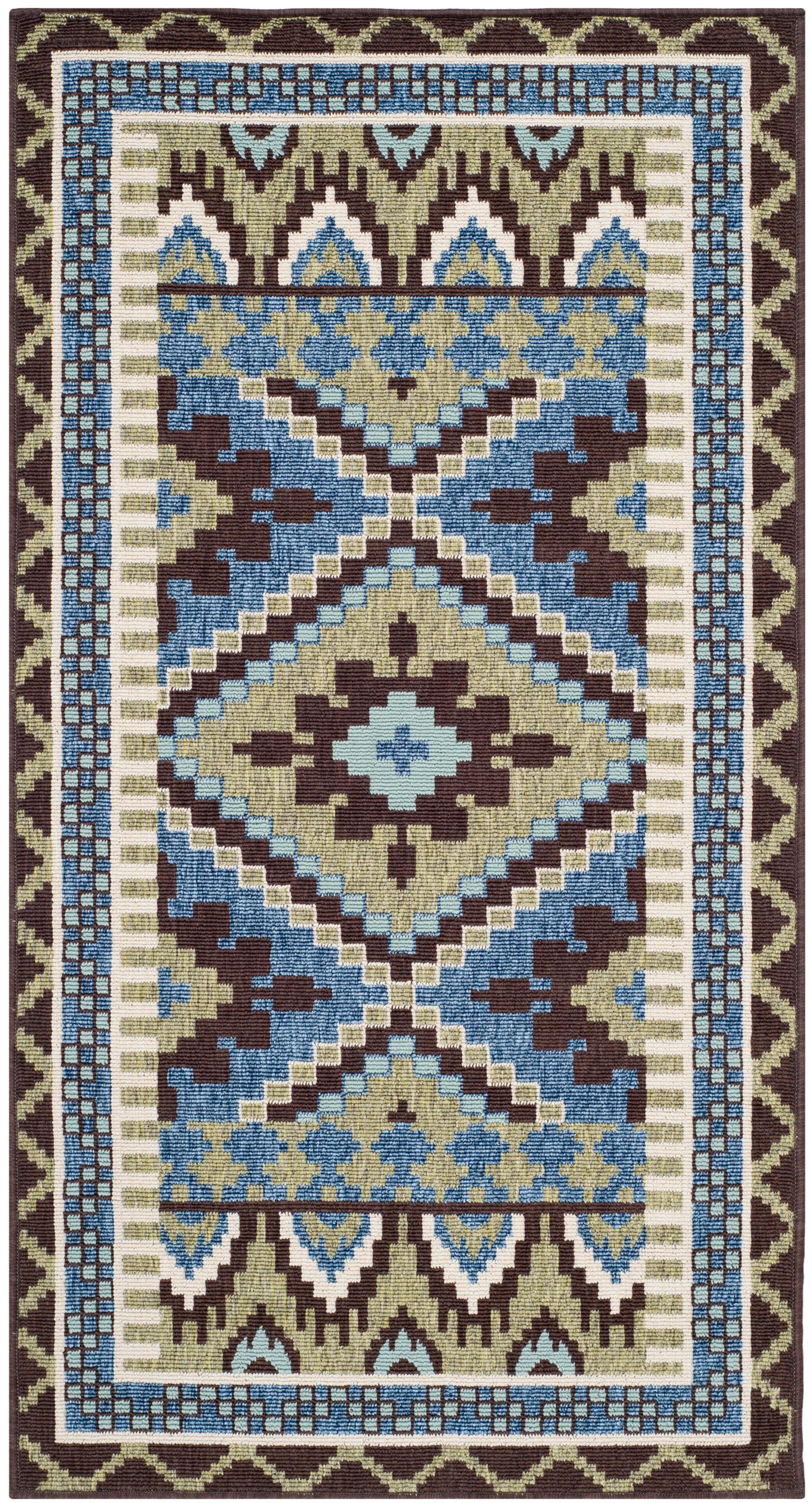 Veranda VER096 Power Loomed Indoor/Outdoor Accent Rug - Green/Chocolate - 2'7"x5' - Safavieh.