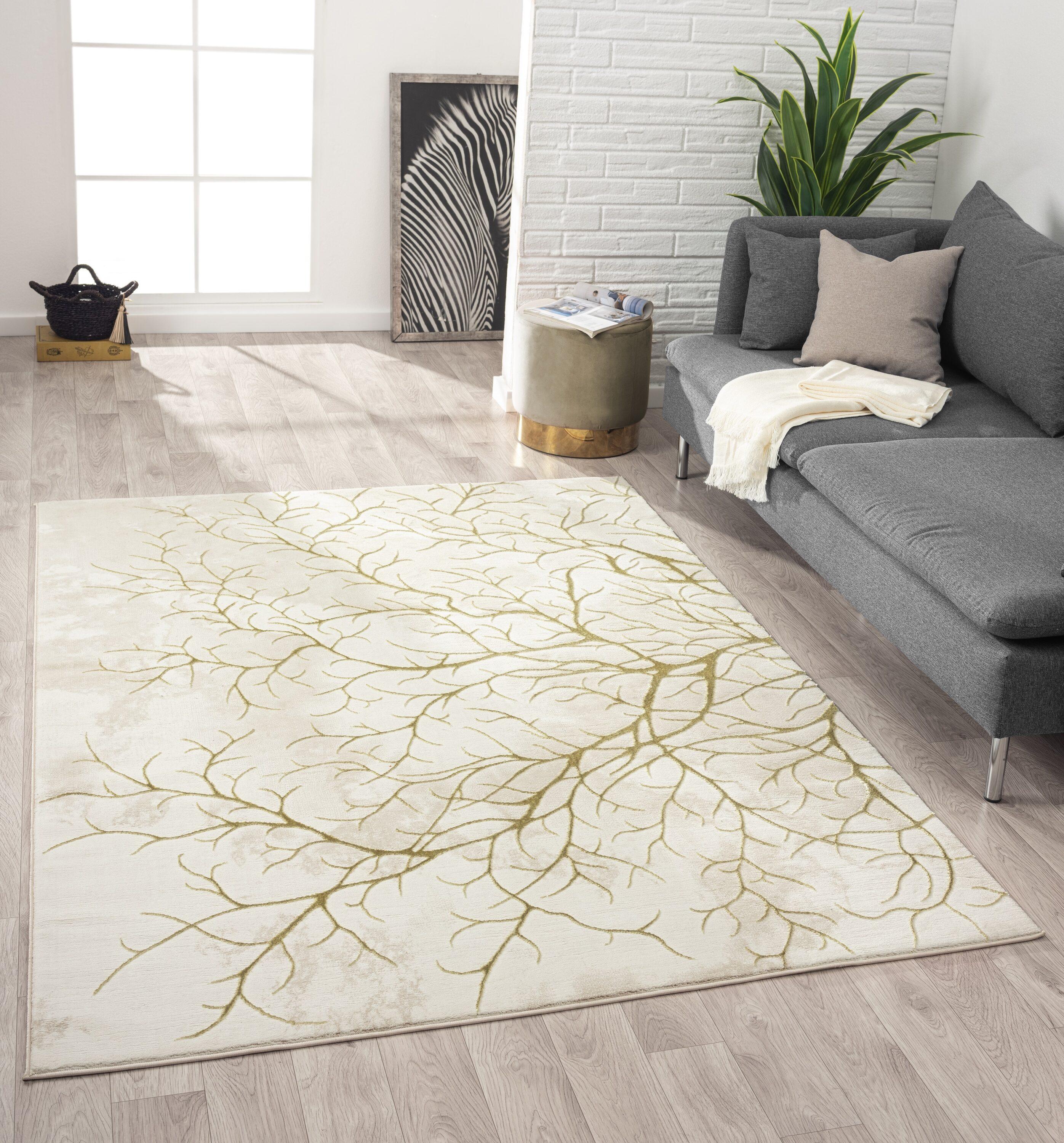 Ksamil Abstract Area Rug In Beige/Gold