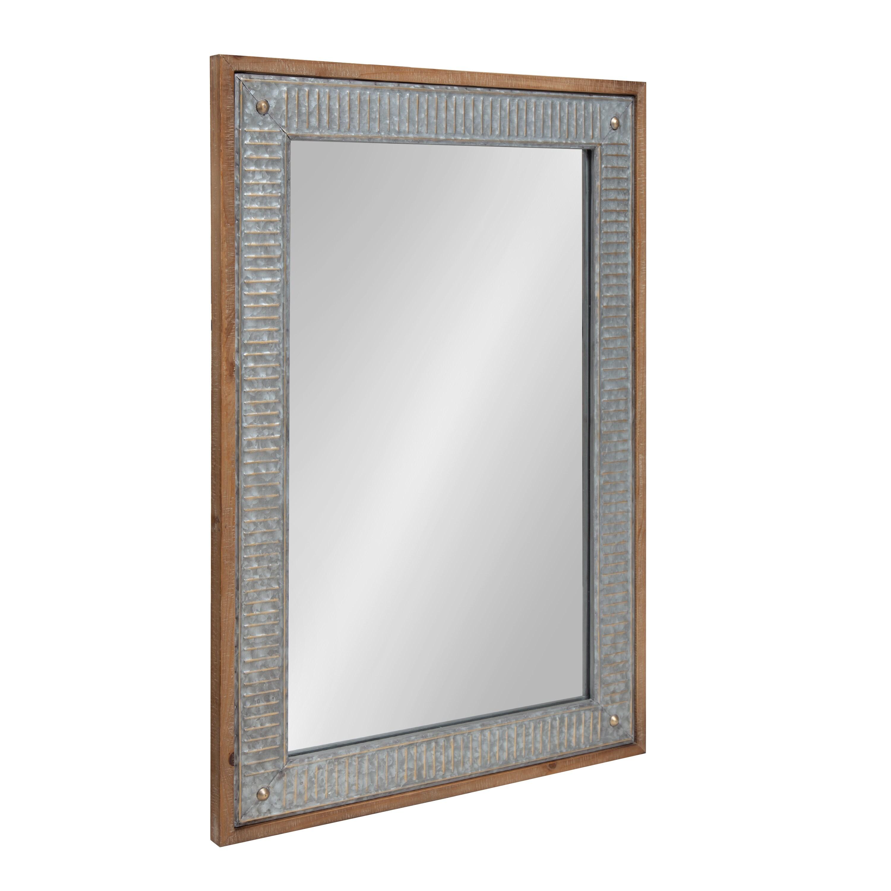 Kate and Laurel Deely Farmhouse Wood and Metal Wall Mirror, Rustic Brown