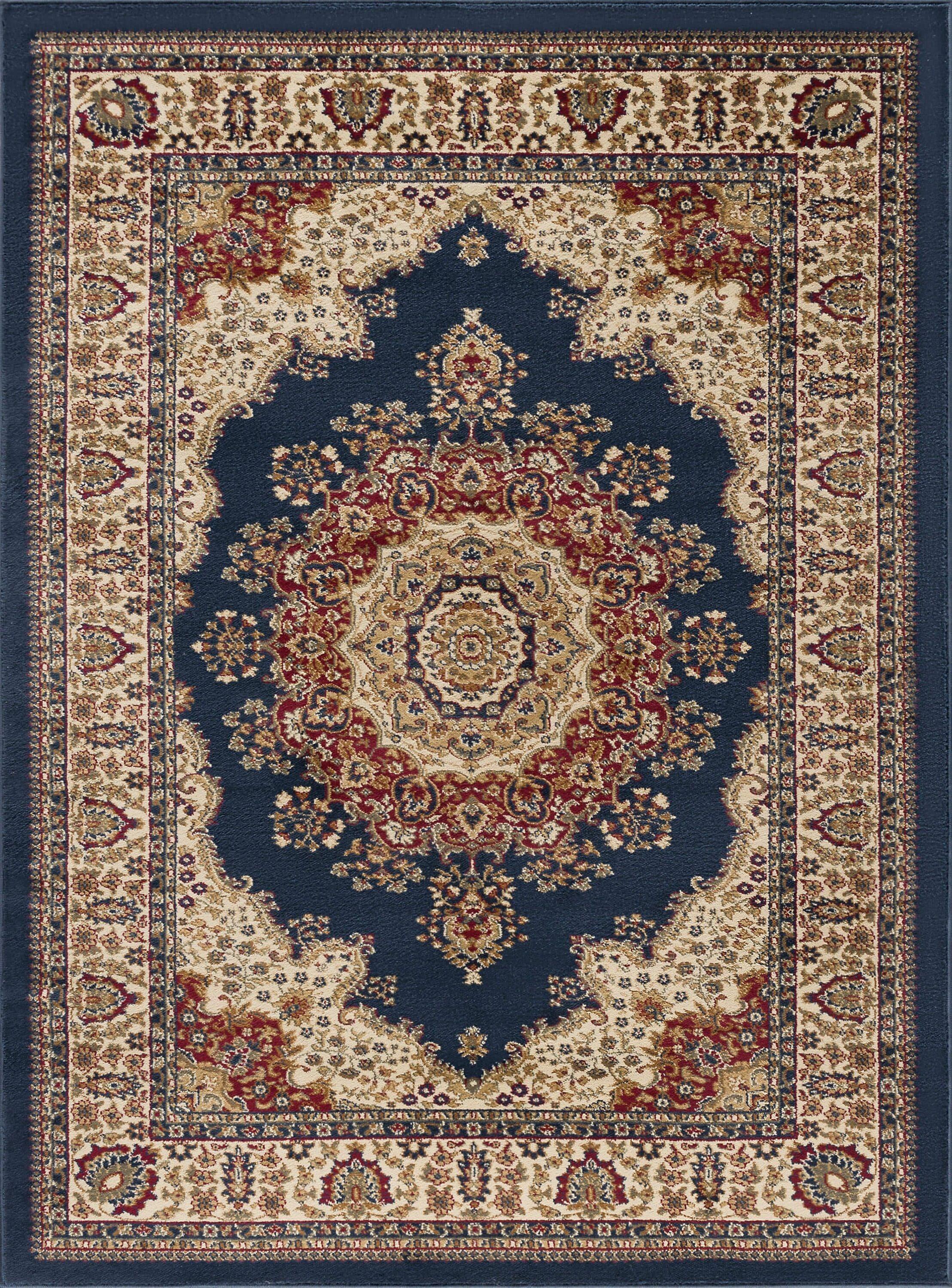 Tayse Sensation Area Rug 4707 NAVY Traditional Navy Blue Medallion Circle 8' 9" x 12' 3" Rectangle
