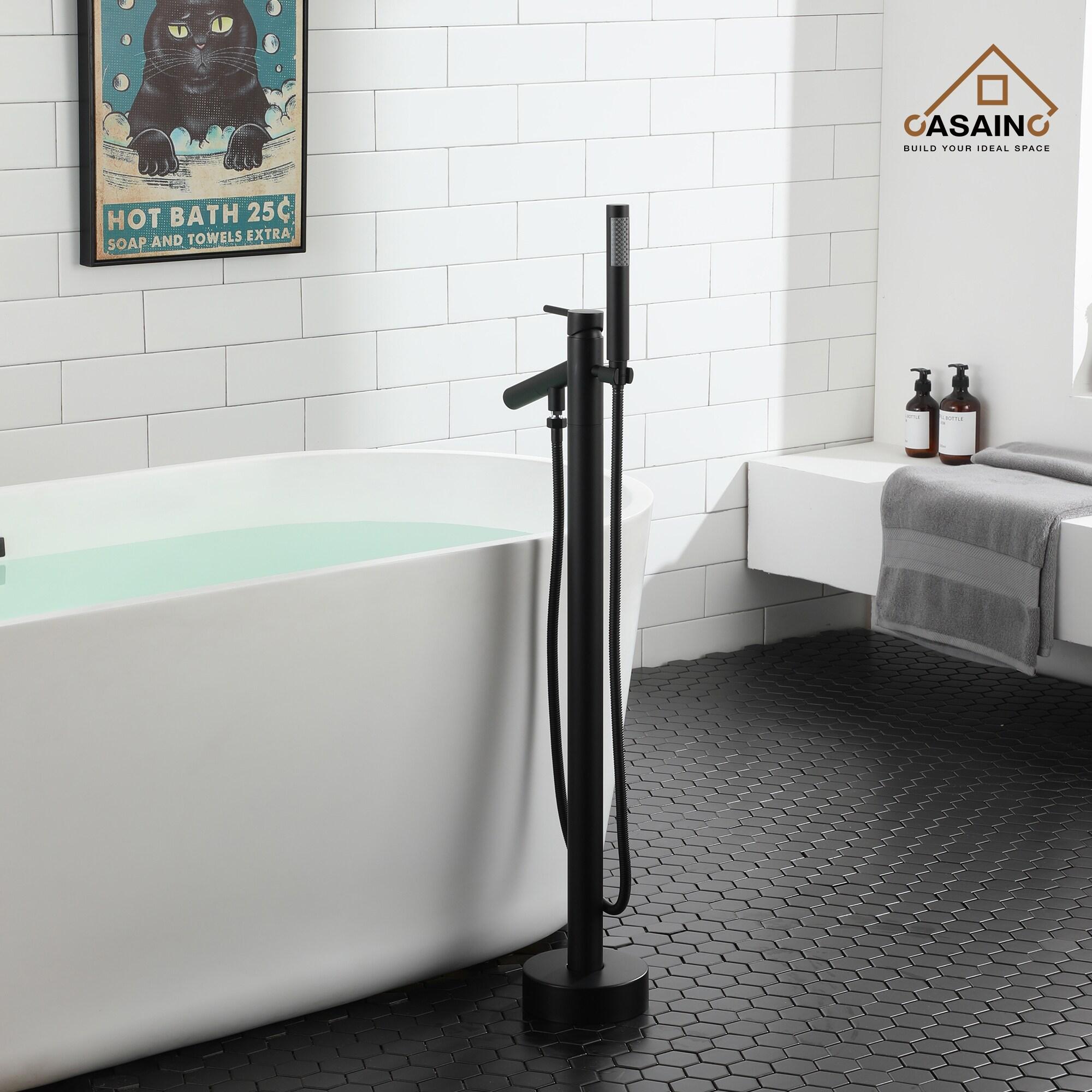 Single Handle Free Standing Bathtub Faucet with Diverter and Handshower