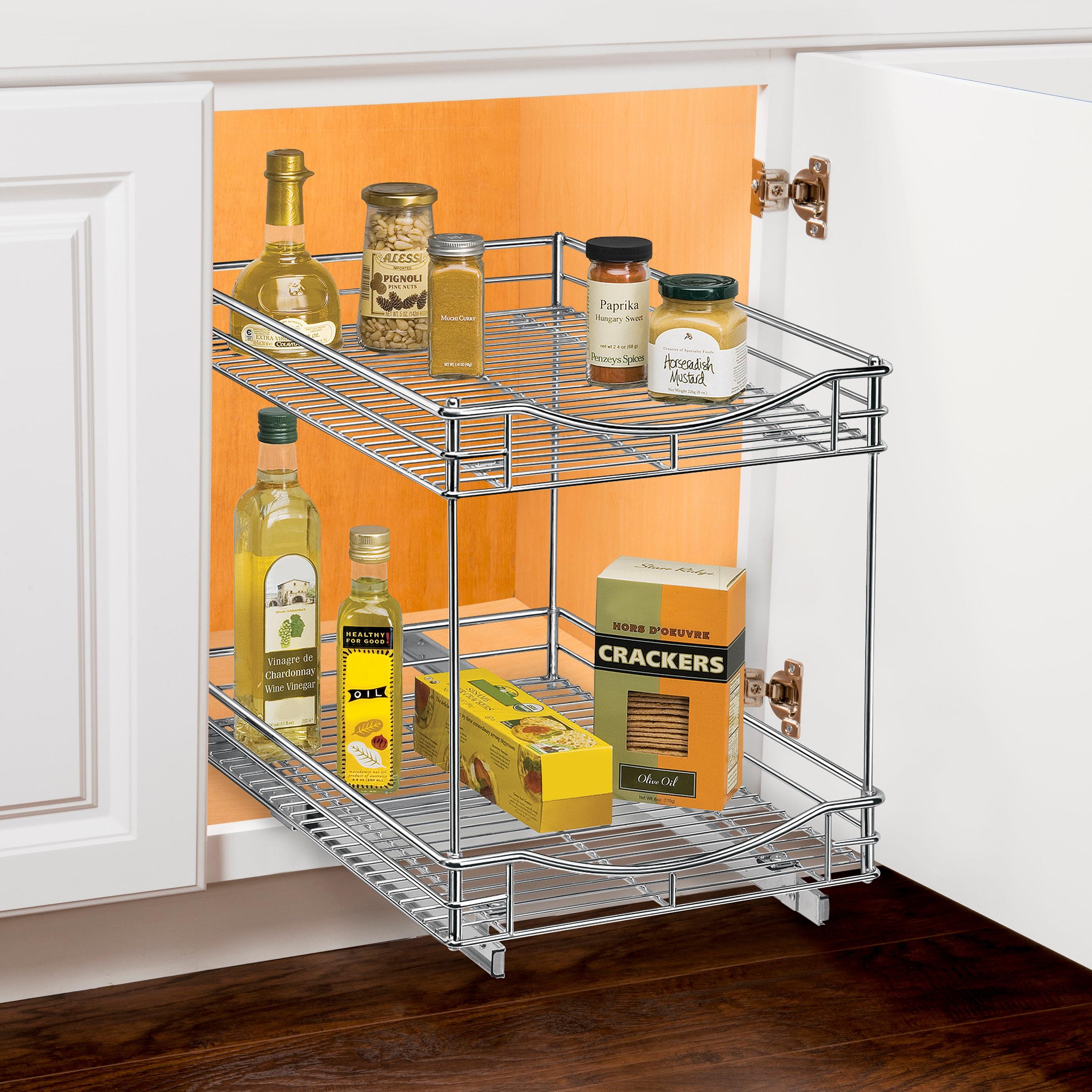 LYNK PROFESSIONAL LYNK PROFESSIONAL Pull Out Cabinet Organizer (2 Tier) Slide Out Drawers for Kitchen, Chrome