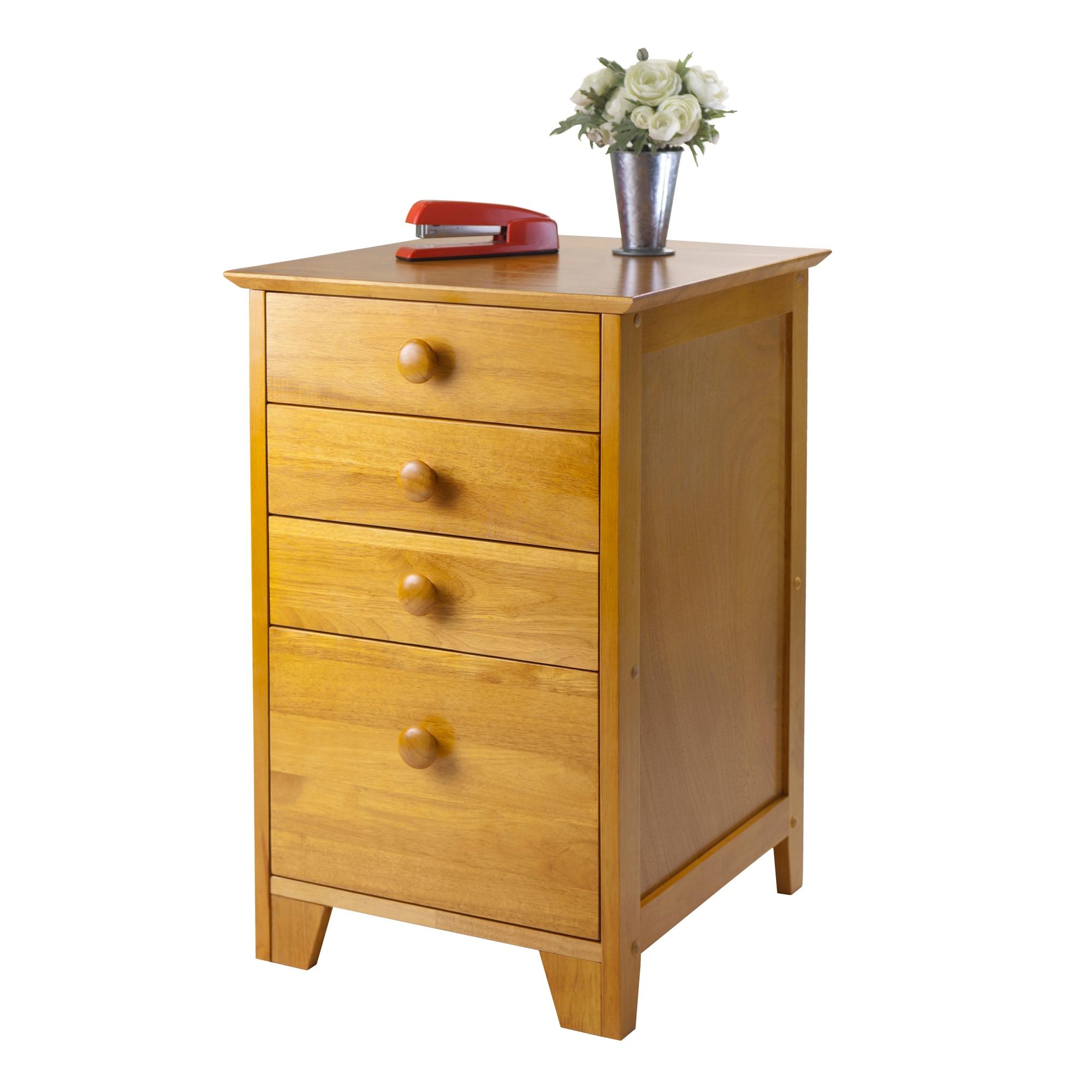 4 Drawers Studio File Cabinet Honey Brown - Winsome: Vertical Storage, Home Office, L-Shaped Desk Compatible