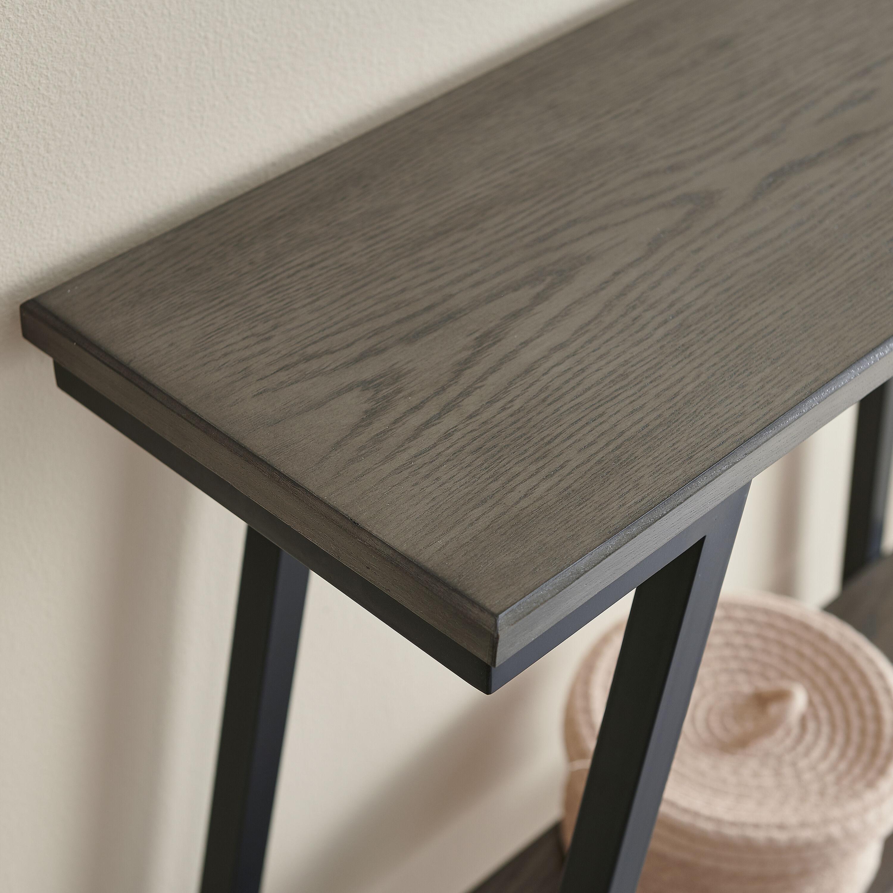 Leick Home 214338 Empiria Wood Console Table with Metal Frame for Living Room Entryway Bedroom, Gray