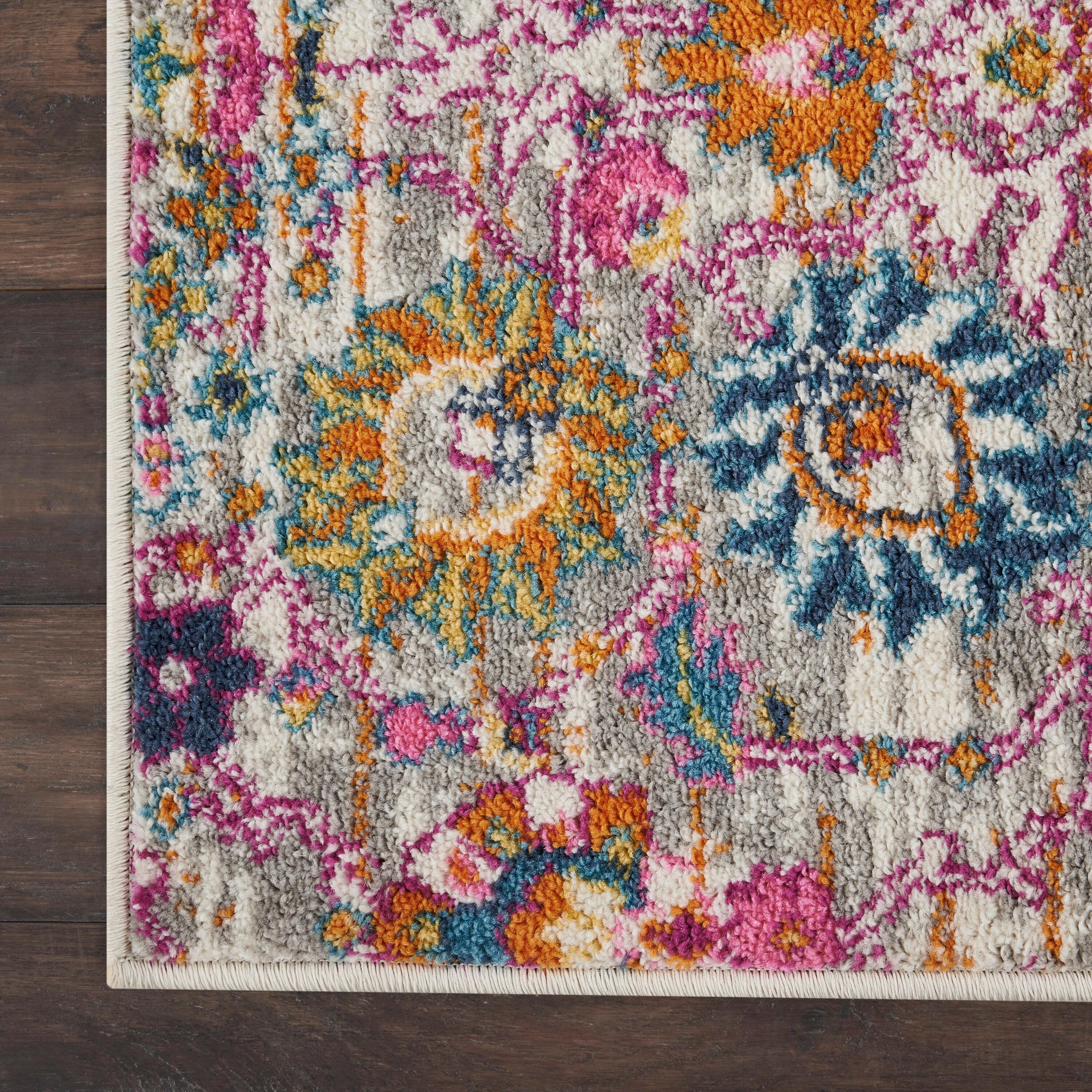 Bungalow Rose Rectangle Passion Floral 6'7" x 9'6" Area Rug in Pink