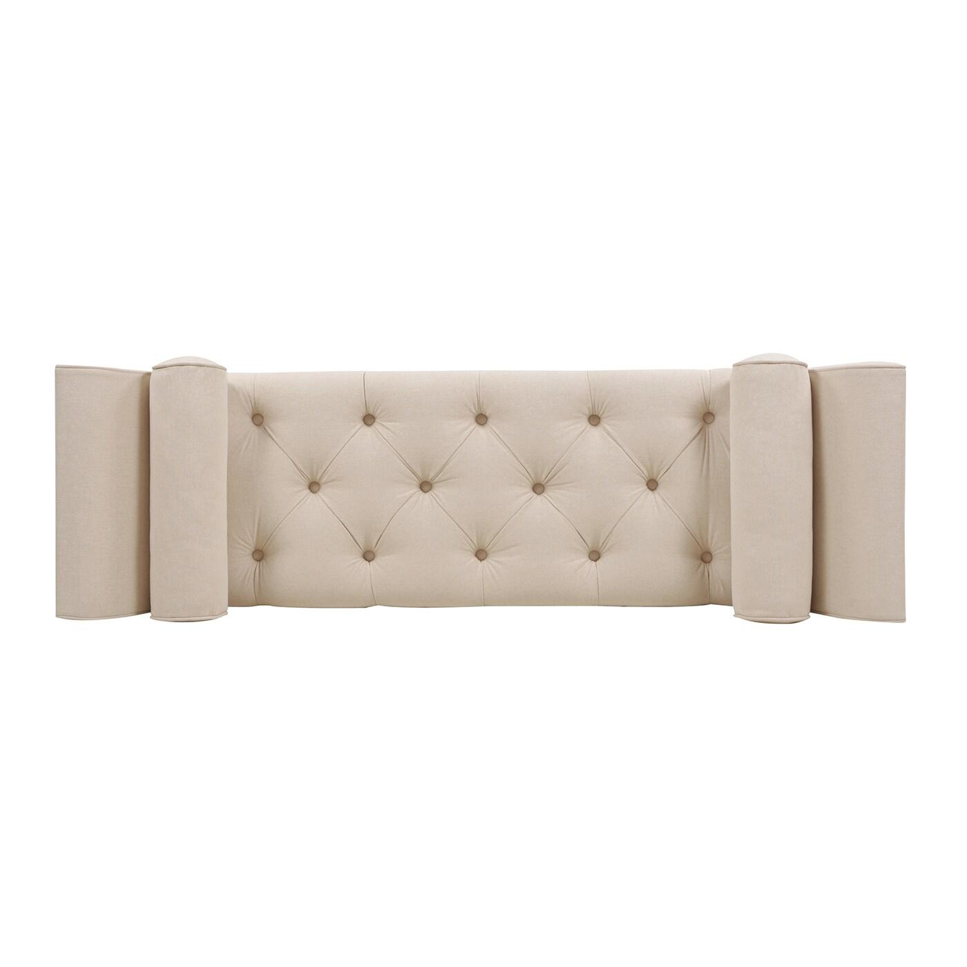 Alma Tufted Flare Arm Entryway Bench, Sky Neutral