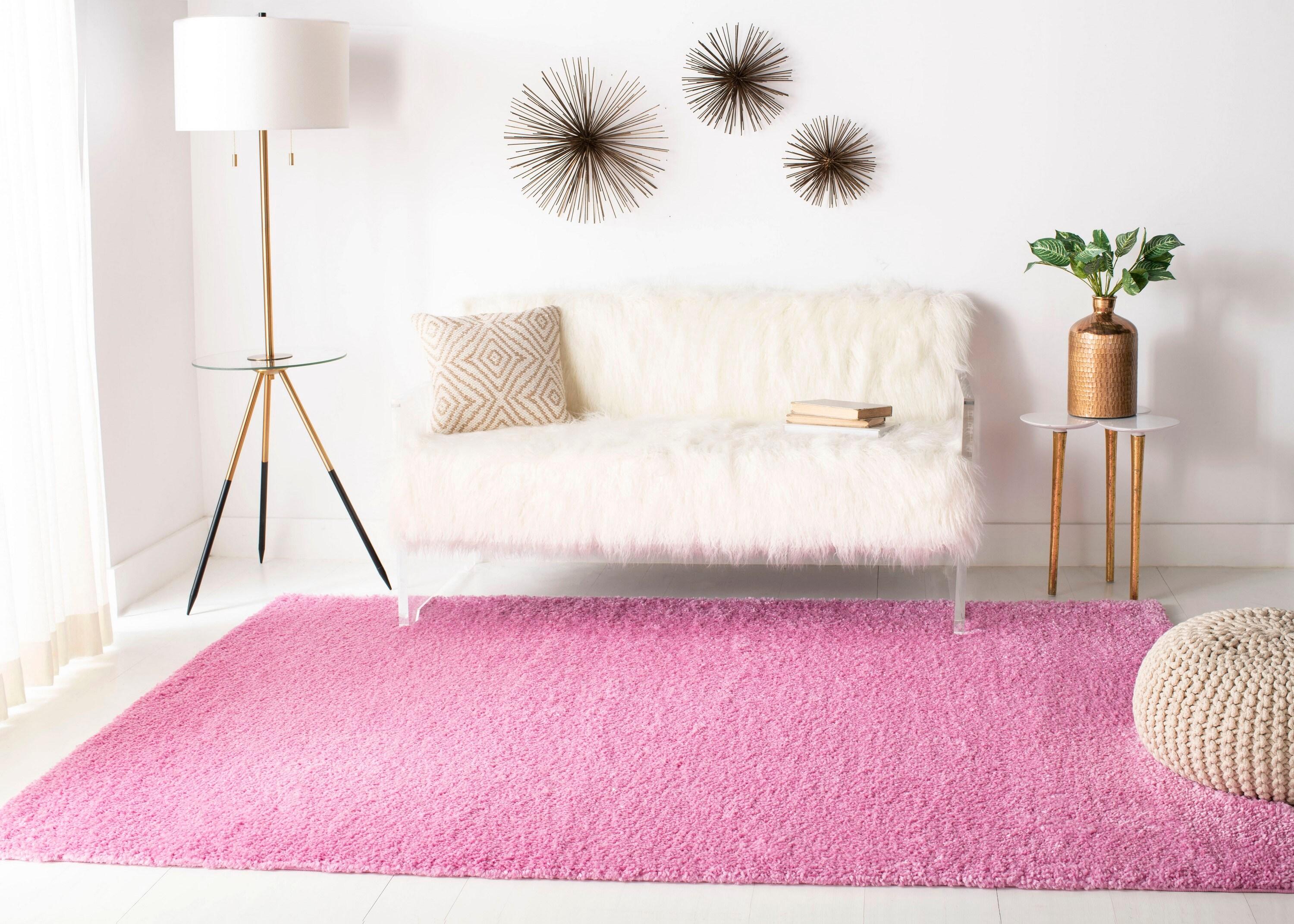 August Shag 900 AUG900 Power Loomed Indoor Area Rug - Pink - 5'3"x5'3" - Safavieh