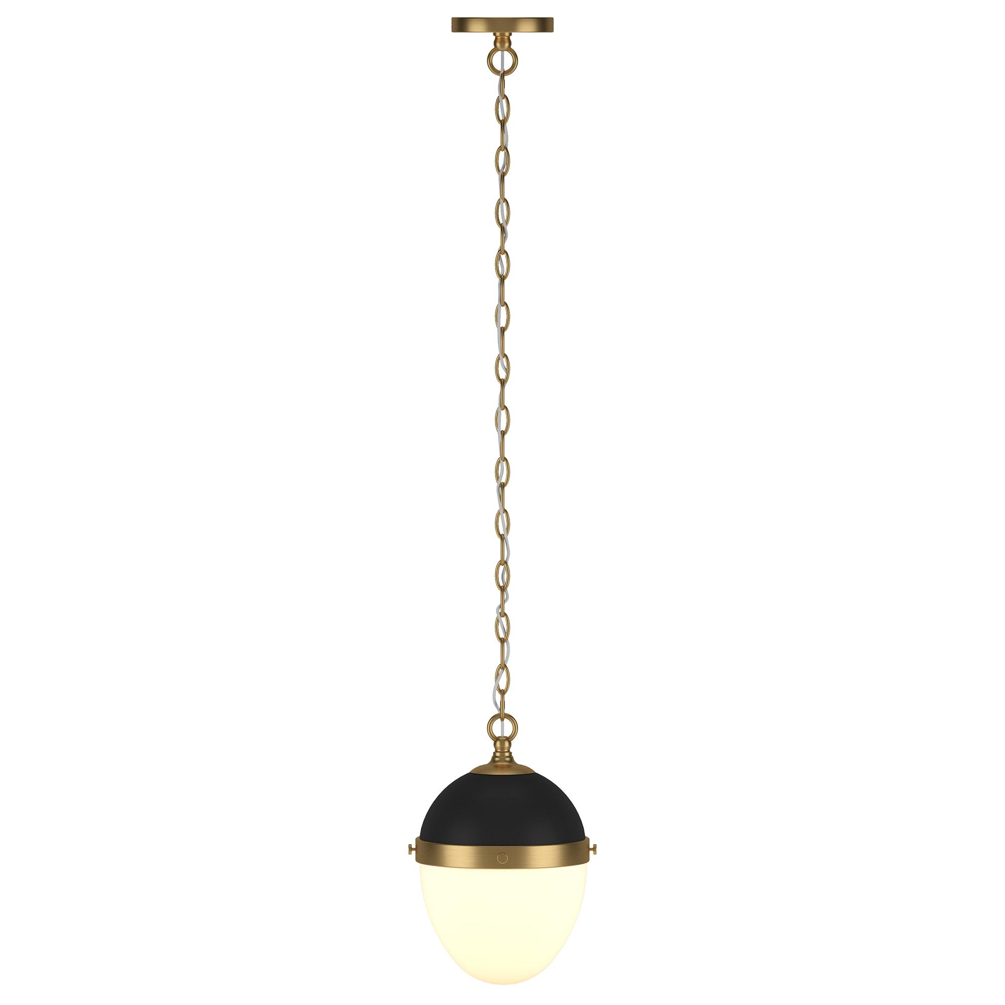 Aurelia Blackened Bronze and Brass Globe Pendant Light with White Milk Glass Shade