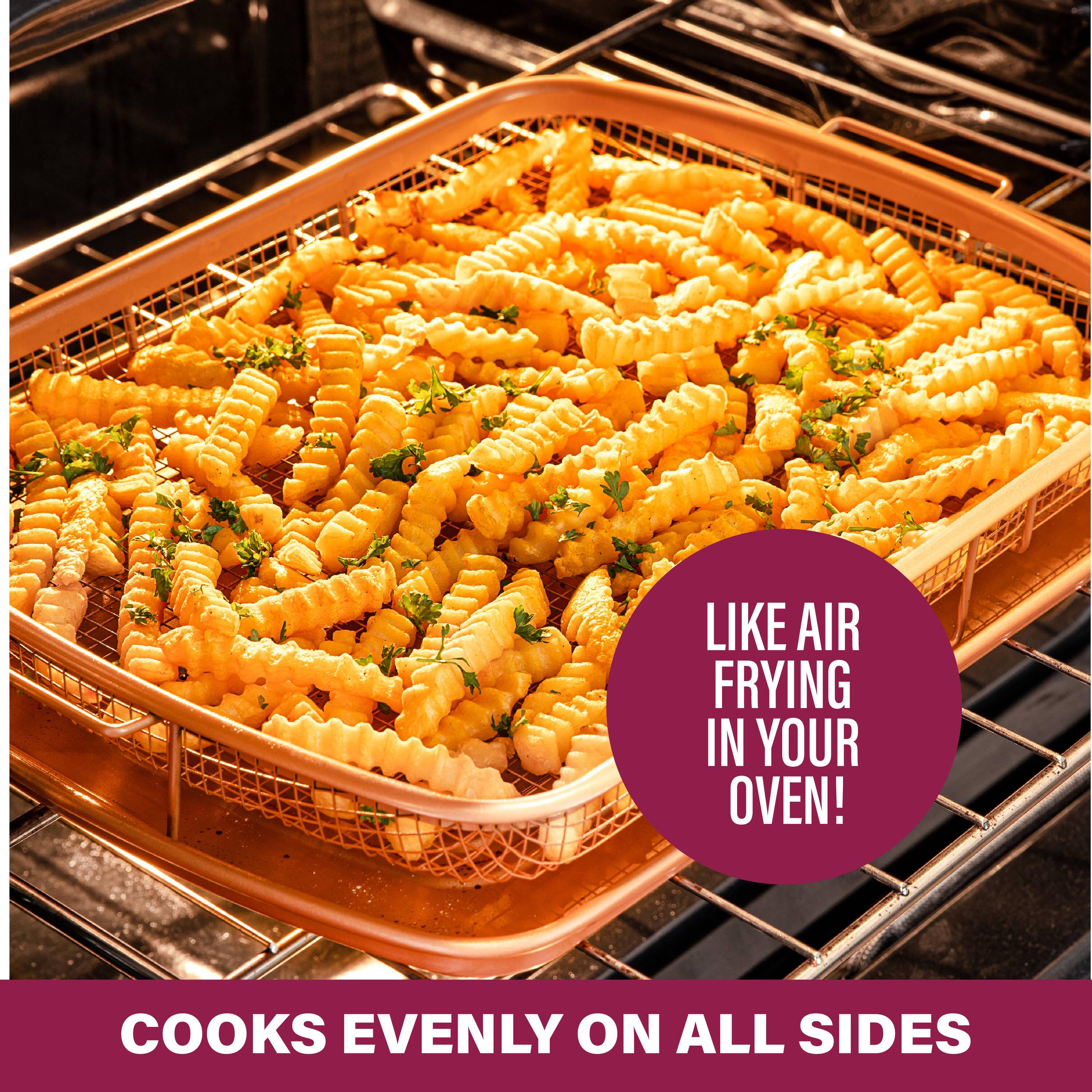 Gotham Steel Large Nonstick Air Fryer Tray for Oven with Recipe Book - 13.4" x 11.4"
