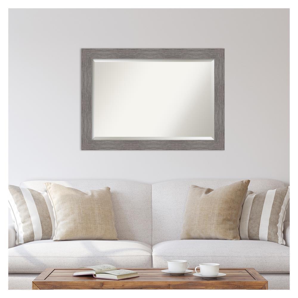 Pinstripe Plank Grey Rectangular Vanity Wall Mirror 42"x30"