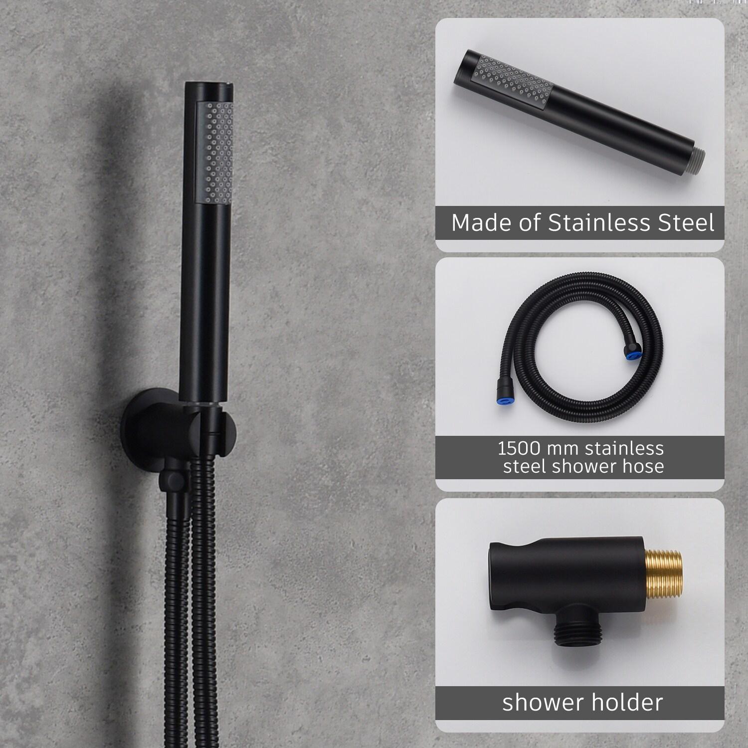 clihome Luxury Wall-Mounted 3-Function Shower System Solid Brass Mixer Valve, 1.8 GPM Flow & Dual Showerheads with Rough-in Valve DM6612BI