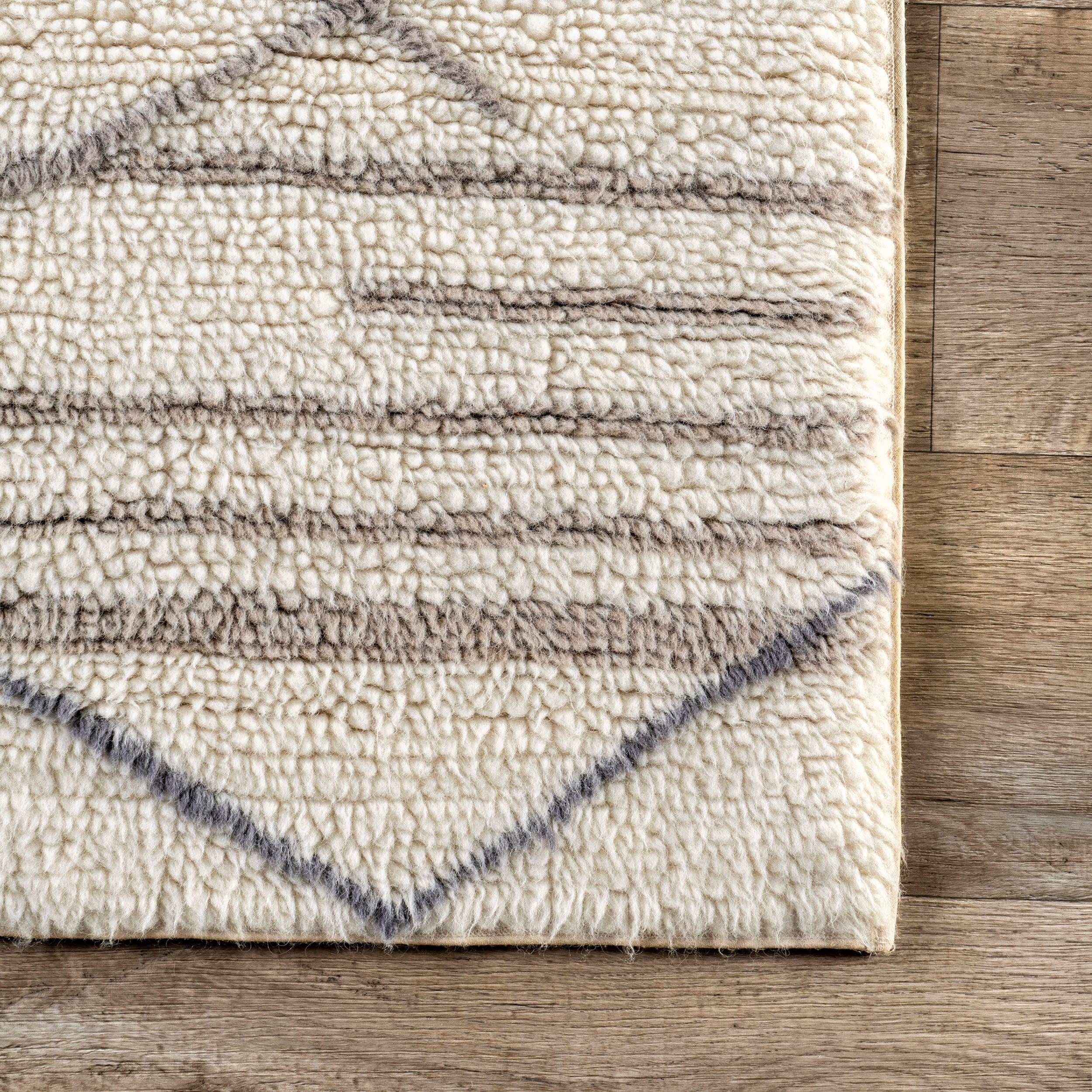 Arvin Olano x Rugs USA - Pick-Up-Sticks Machine Washable Wool Indoor Area Rug Ivory 5' x 8'