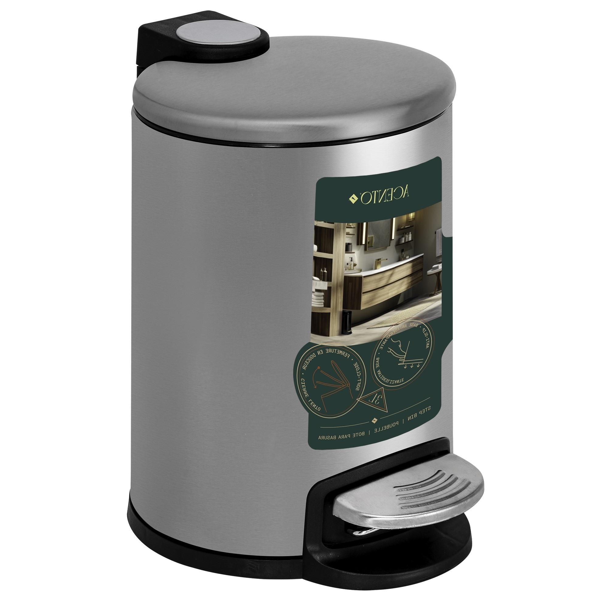 Acento Acento 0.8 Gal., Round Soft Close Premium Pedal Waste Bin