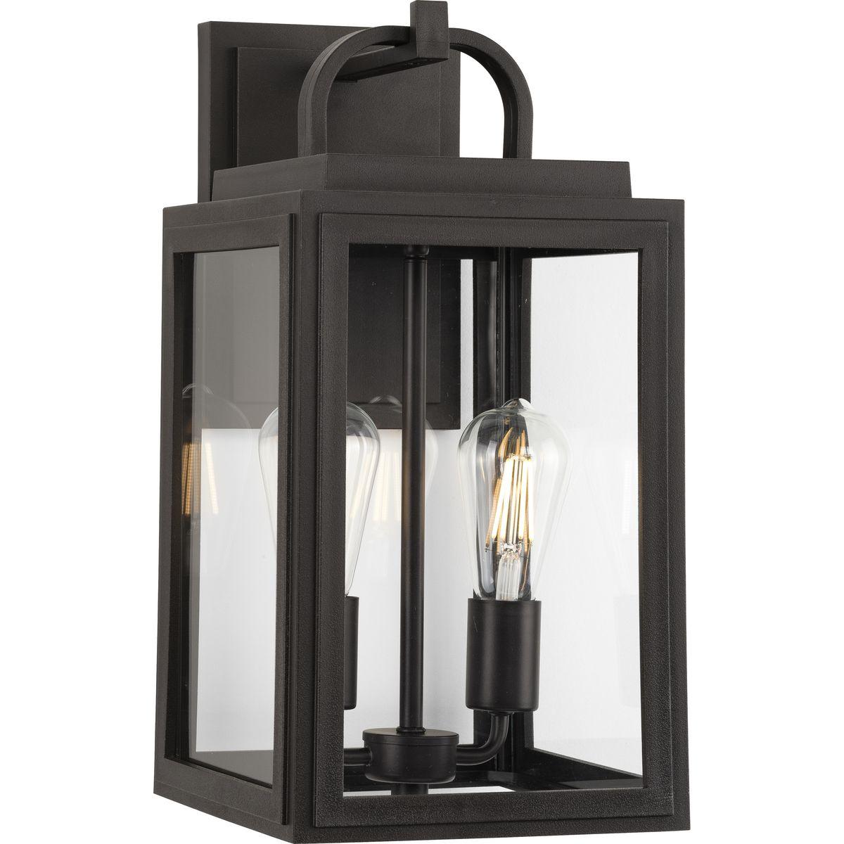 Progress Lighting Grandbury 2-Light Outdoor Hanging Lantern in Antique Bronze with Clear Glass Panels