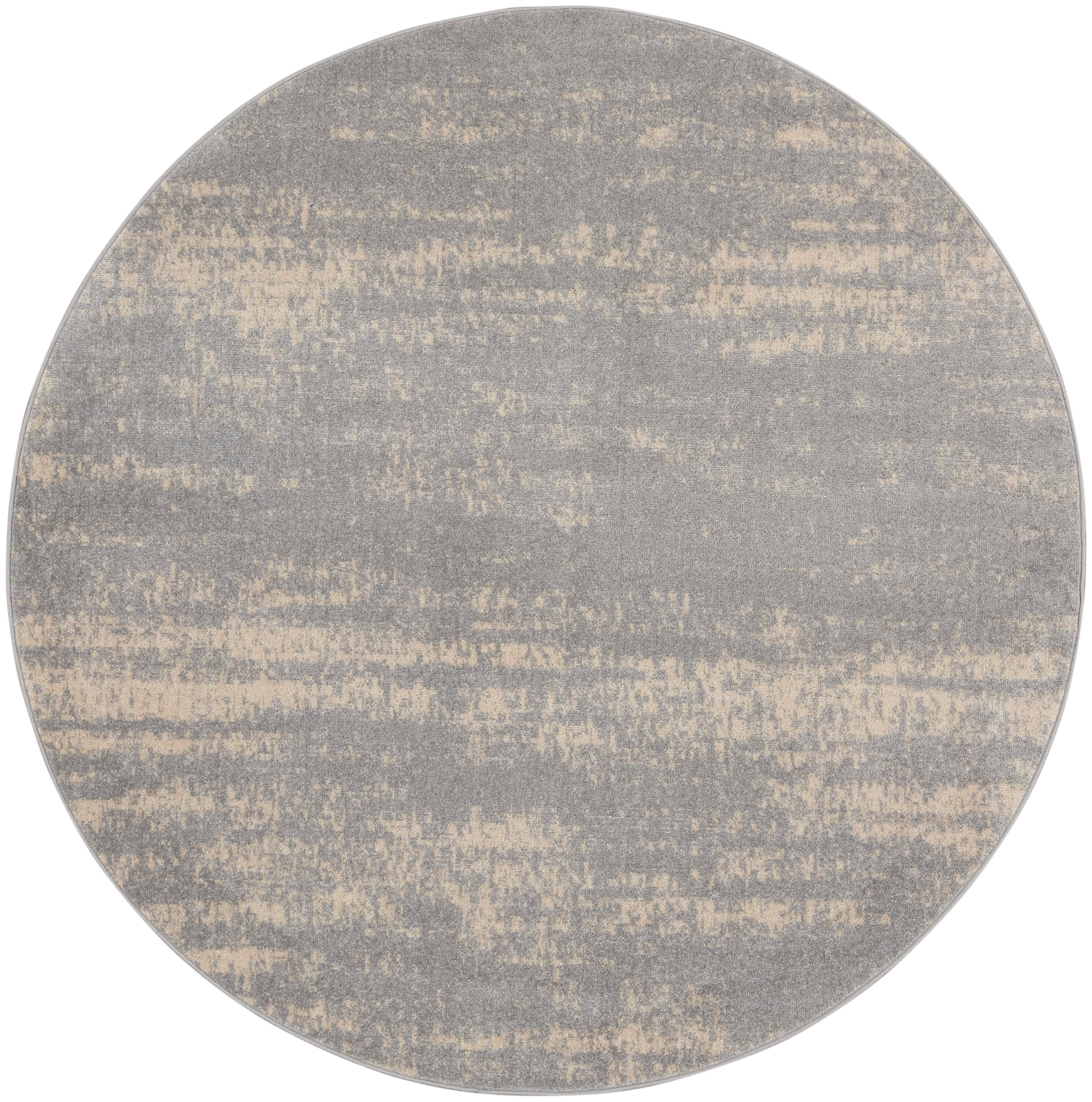 Nourison Essentials 8' x round Grey/Beige Modern Indoor/Outdoor Rug