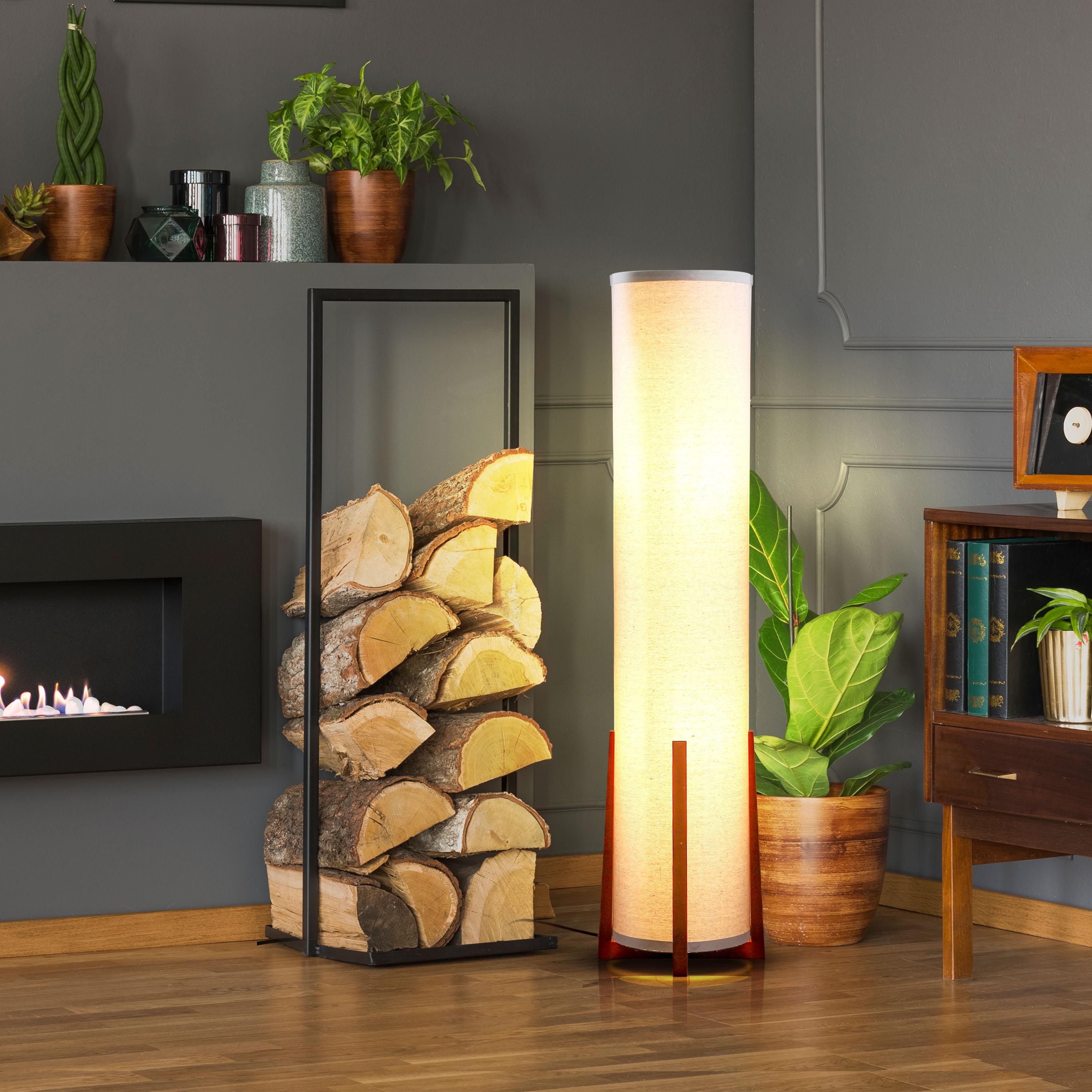 Parker 48 in. Farmhouse 2-Light LED Energy Efficient Floor Lamp with Beige Fabric Cylinder Shade