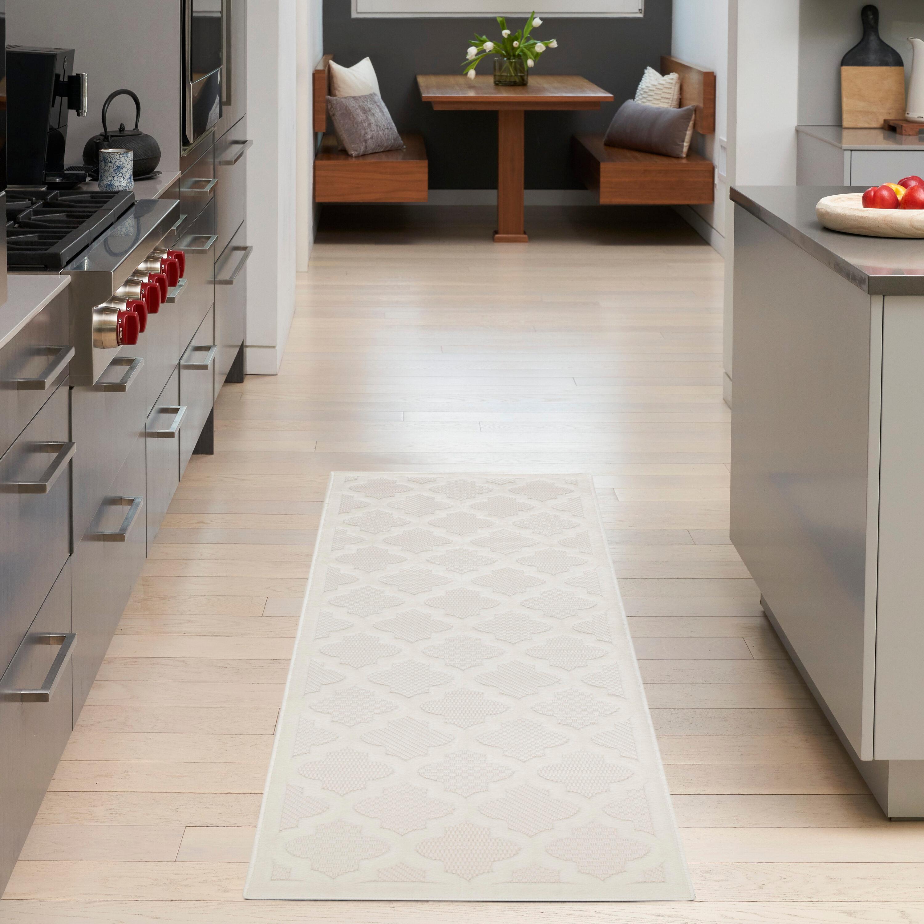 Nourison Trellis Outdoor Runner Rug Ivory White 2' x 6'