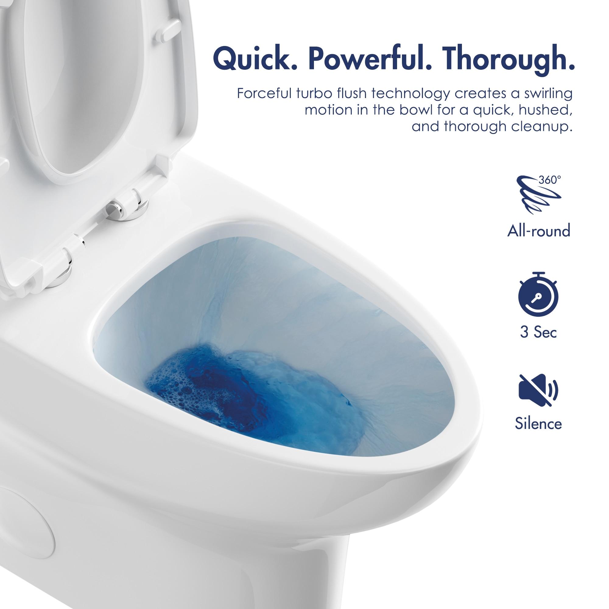 Eridanus One Piece Toilet Elongated With Soft Closing Seat, Comfortable ADA Compliant 17" Chair Height Seat, Powerful & Quiet Left Side Trip Lever Flush (1.28 GPF), 12" Rough-In