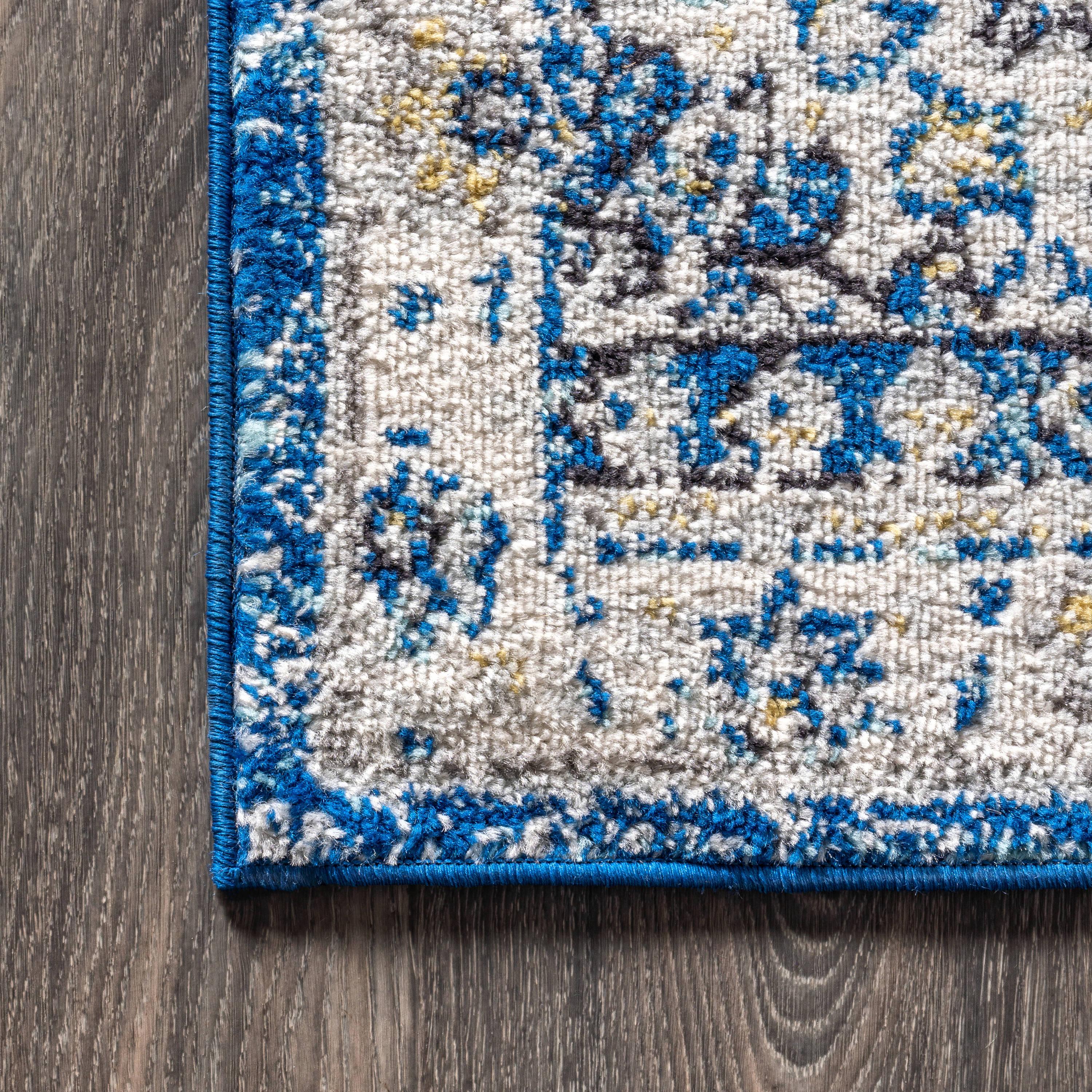JONATHAN Y Bohemian FLAIR Boho Vintage Medallion Blue/Cream 4 ft. x 6 ft. Area Rug