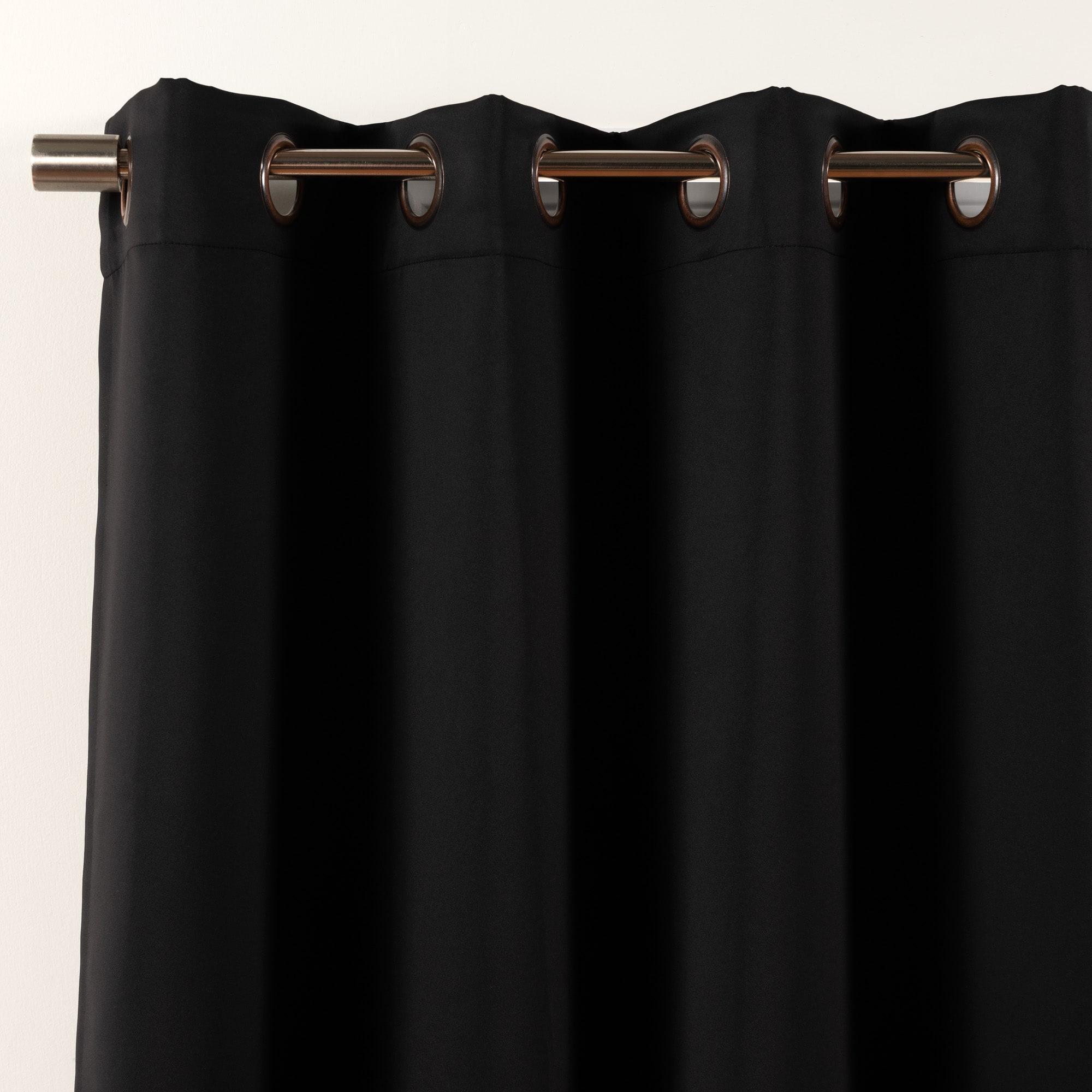 Quality Home Wide Basic Bronze Grommet Blackout Curtain - Black - 80"W X 96"L (Single Panel)