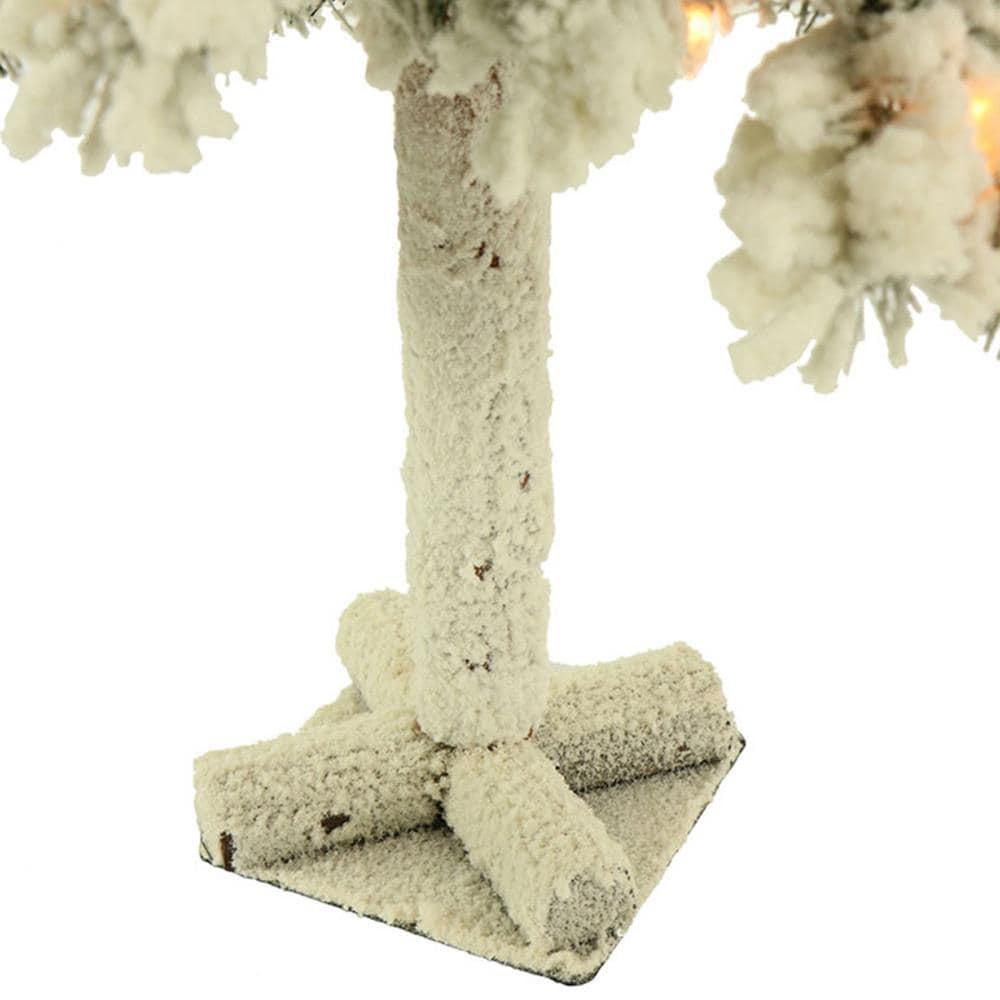 Fraser Hill Farm Set of Two 2-Ft. Snowy Alpine Artificial Trees with Clear Lights