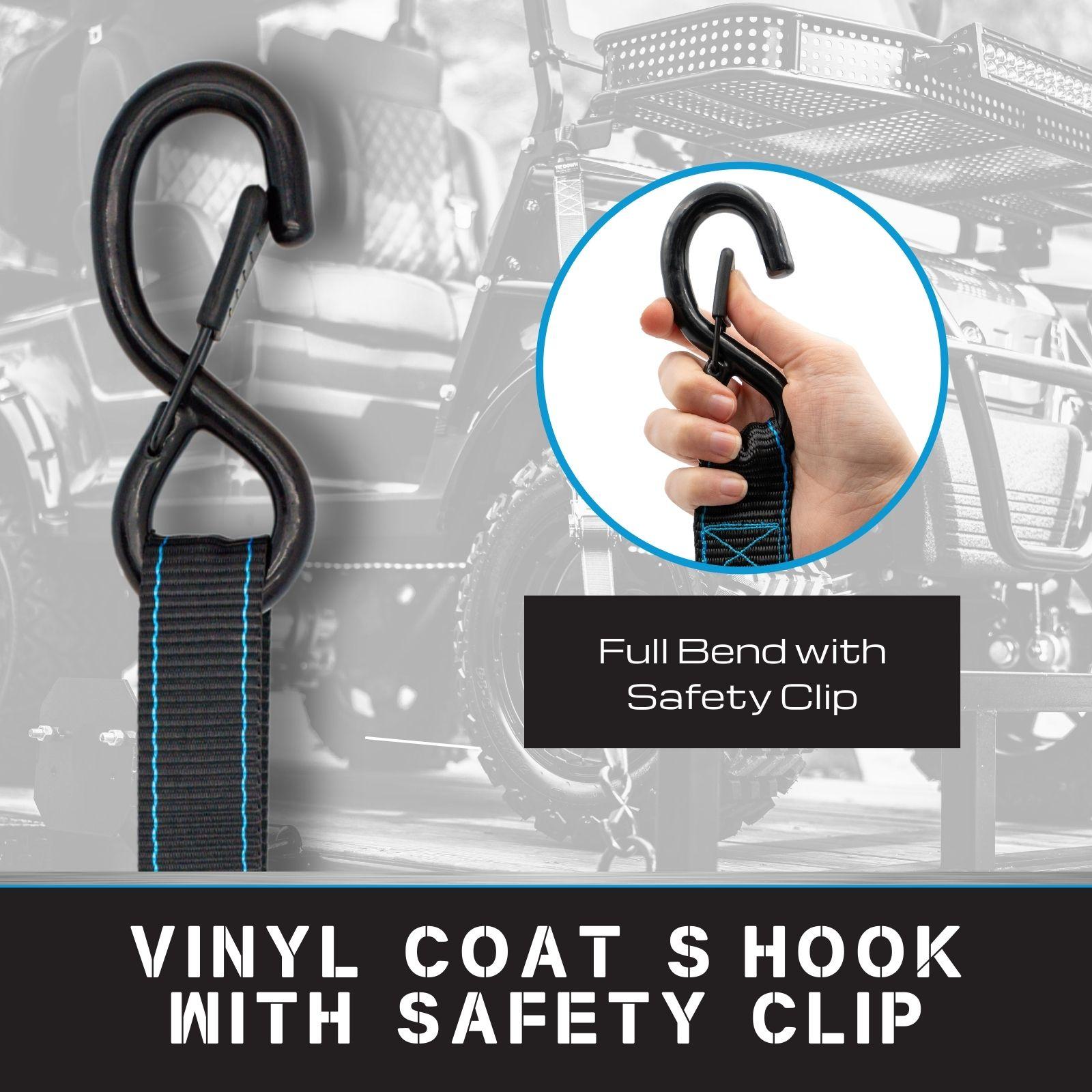 Tie Down 1.5 inch x 8 ft Black Heavy Duty Ratchet Strap, 2-Pack Kit - 5208 lbs. Breaking Load Limit
