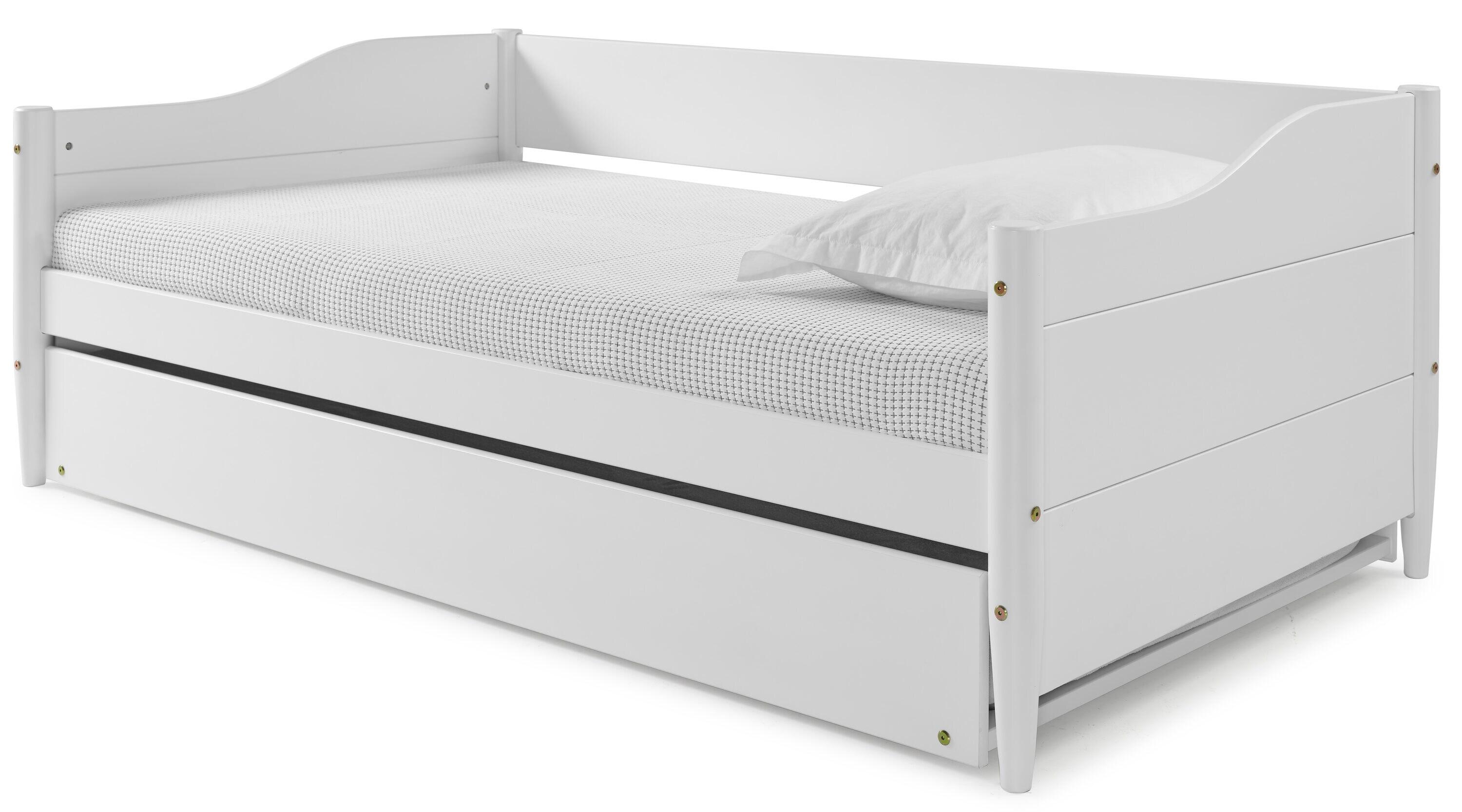 Mid Century Classic Twin Size Day Bed with Trundle White Finish