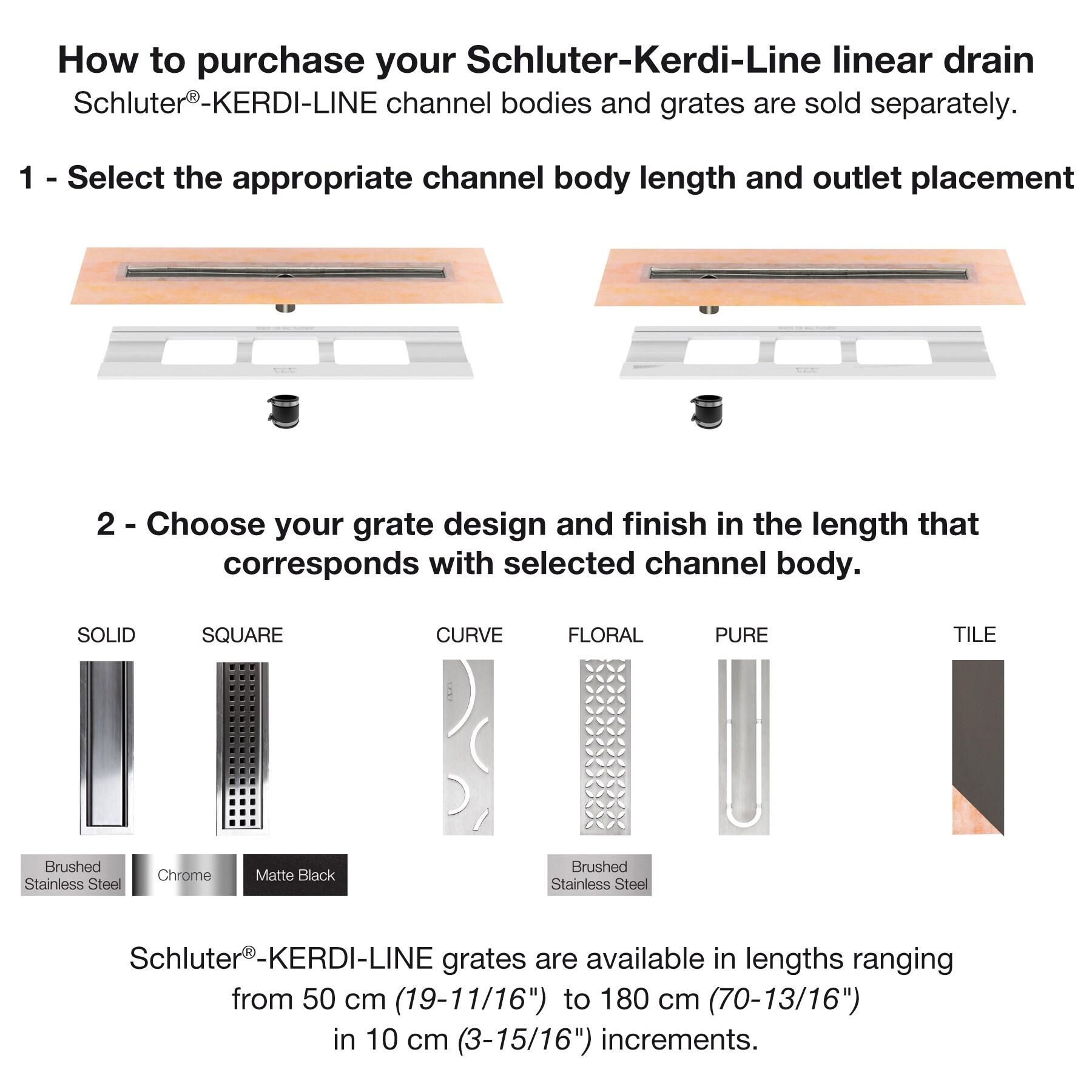 Kerdi-Line 40" Brushed Stainless Steel Solid Drain Grate