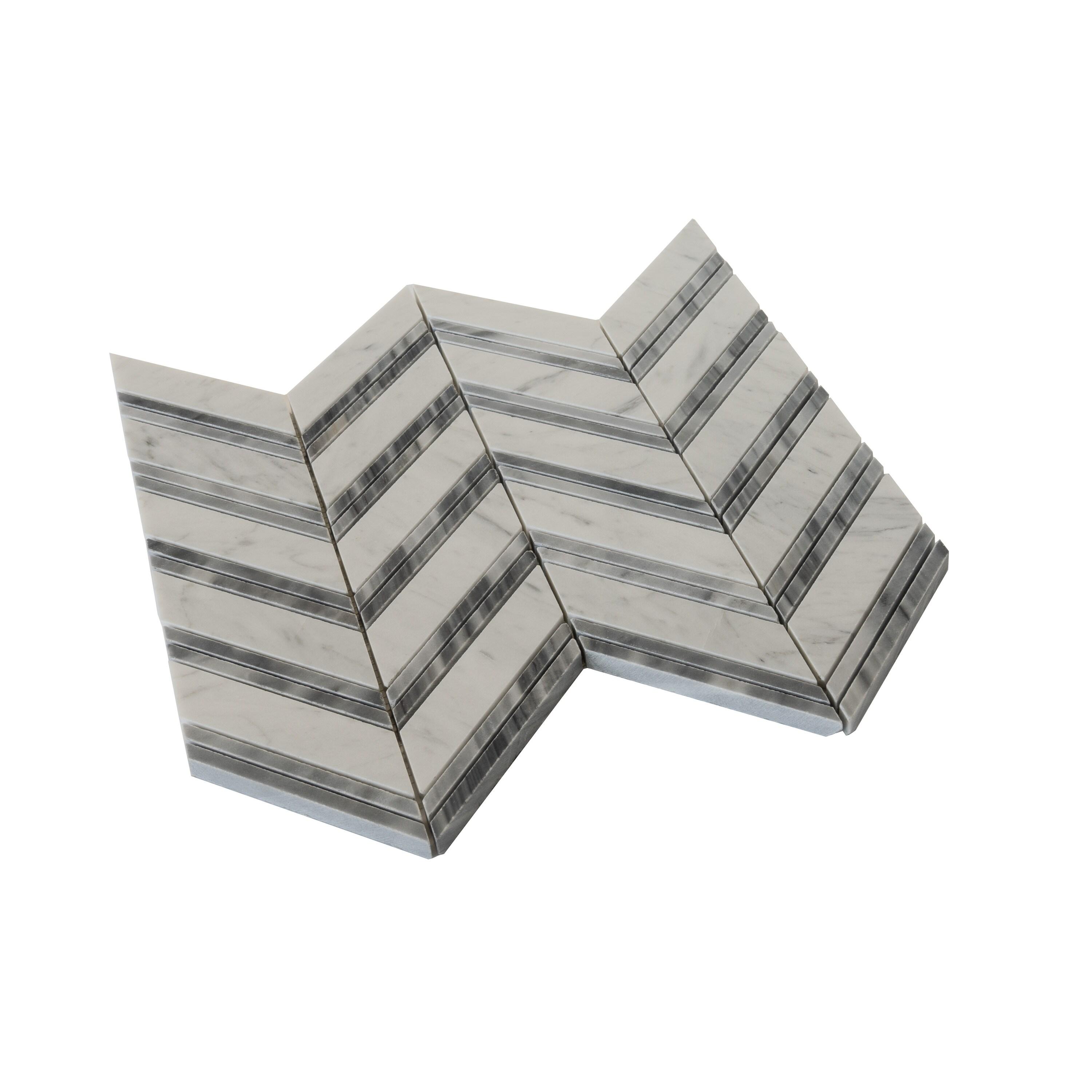 11" X 11.8" Herringbone Marble Polished Tile