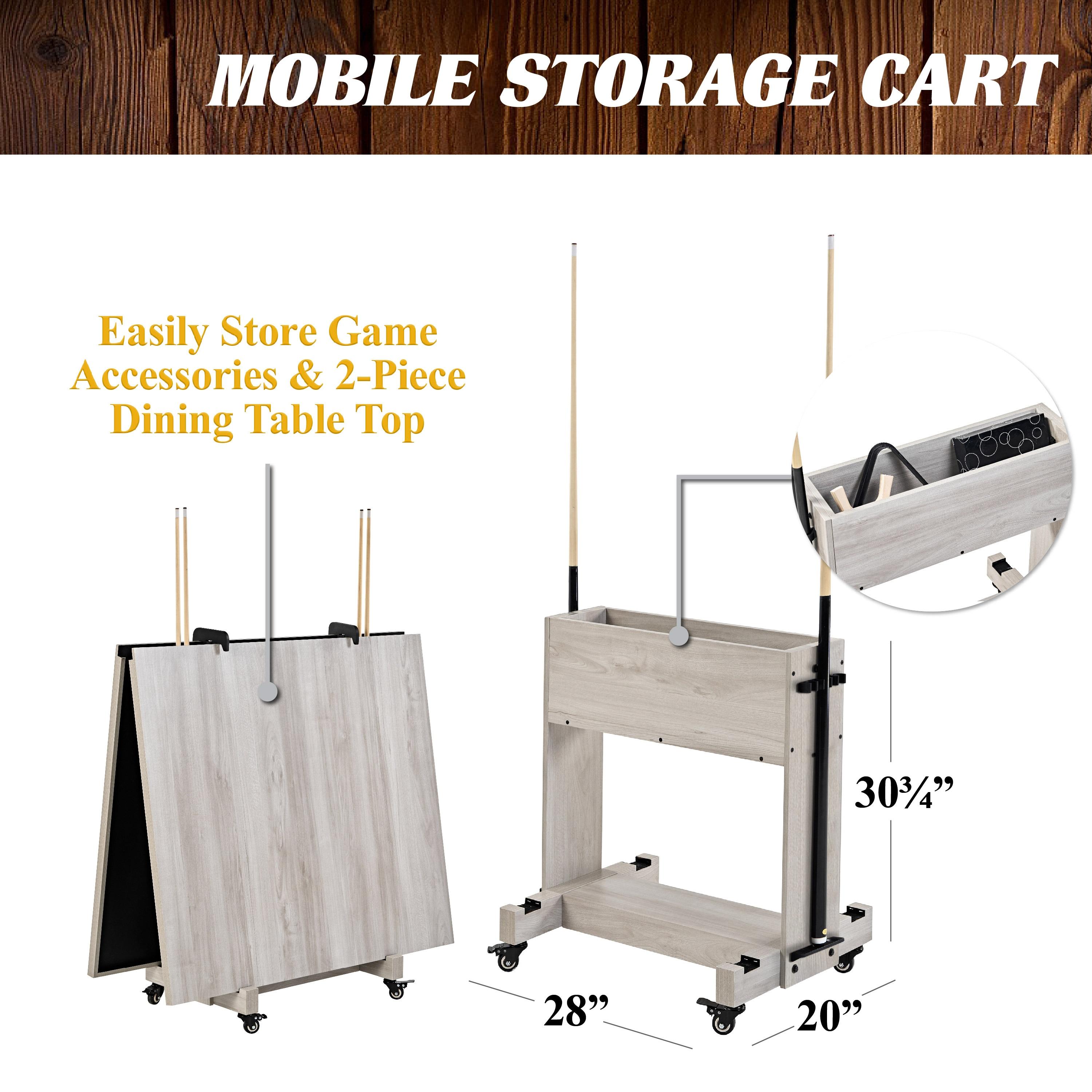 Barrington Billiards Monteray 7’ Pool Table, 3-in-1 with Dining Top & Rolling Storage Caddy