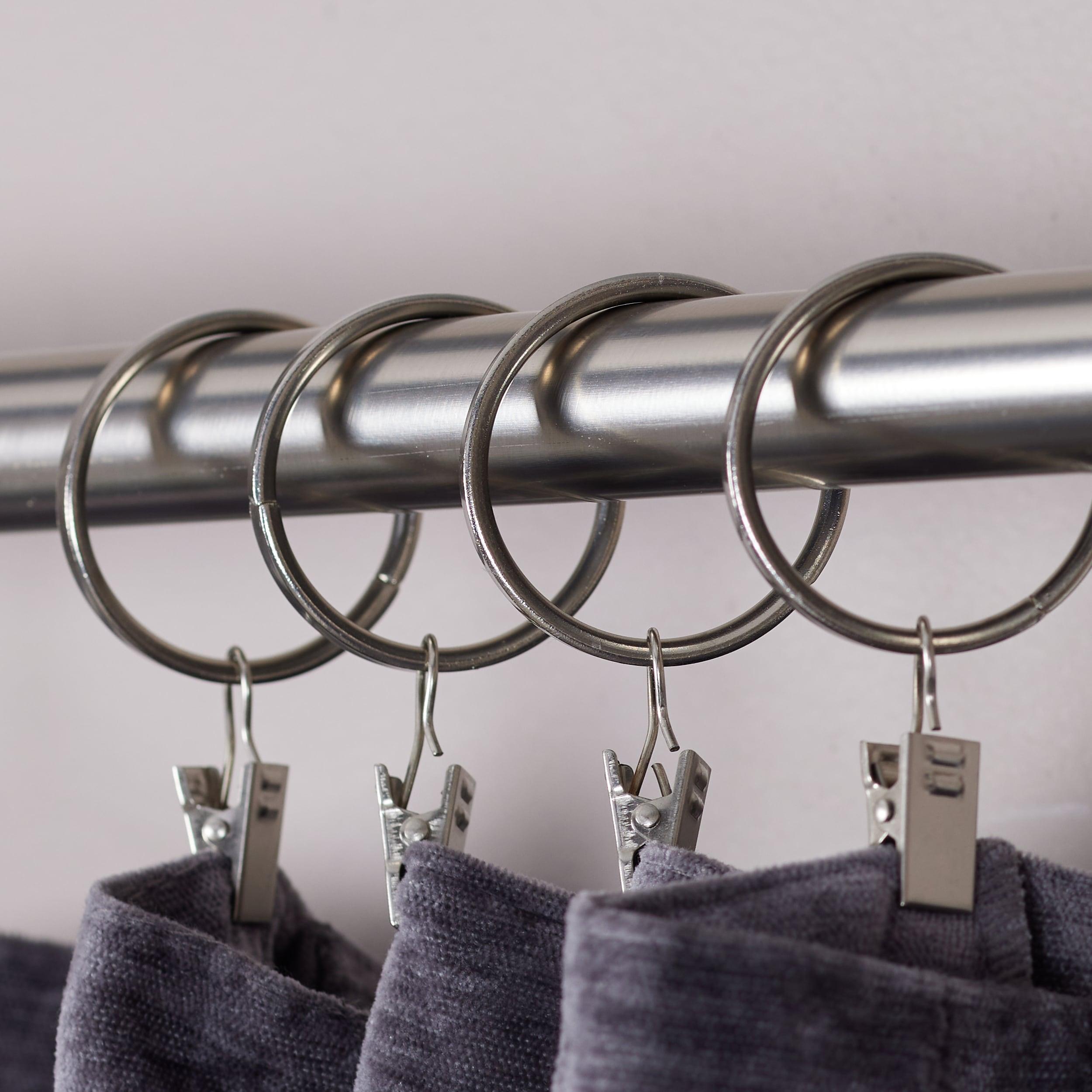 Rod Desyne 10 Curtain Rings With Clips 1-3 By 8 Inch I.D