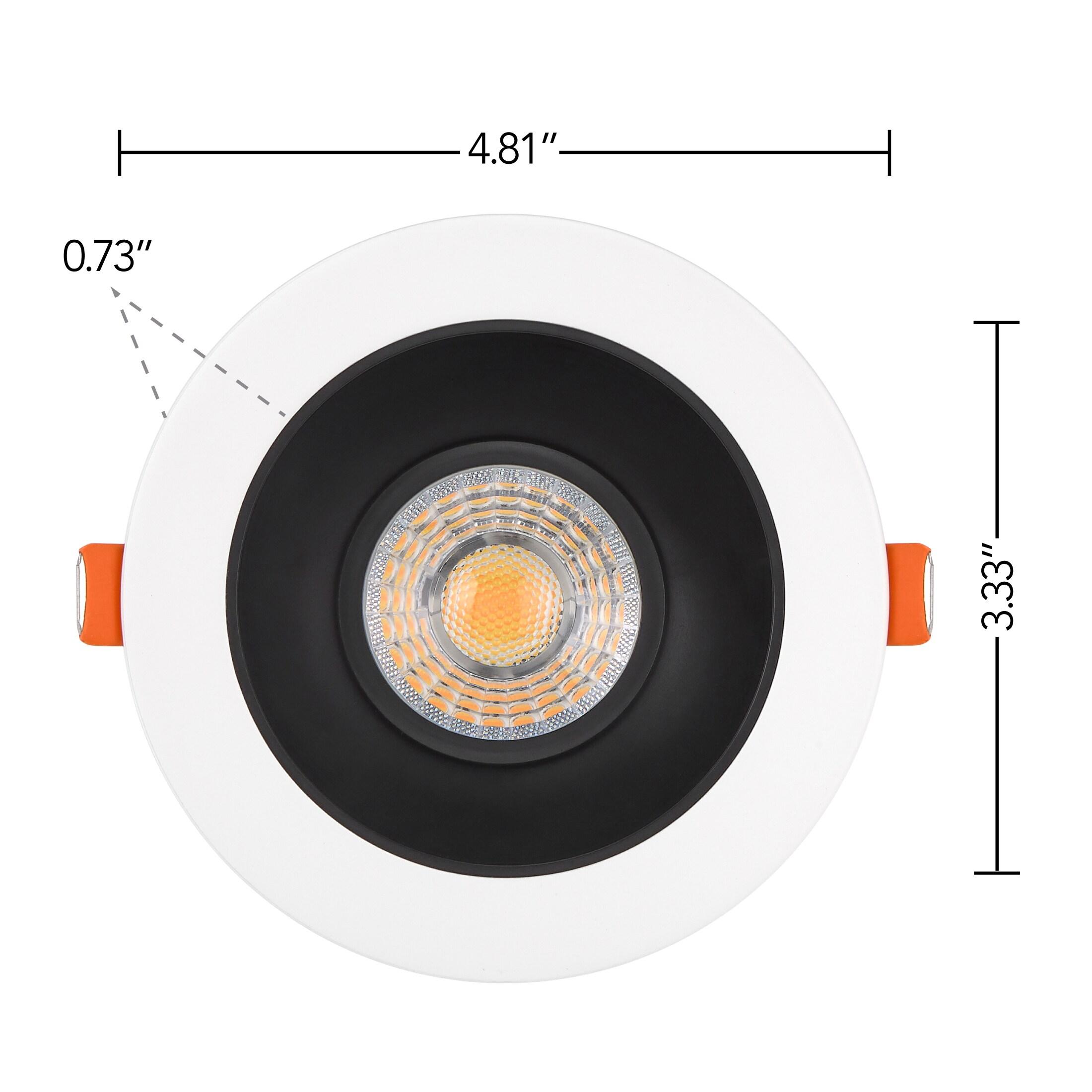 Maxxima 4 in. Slim Round Recessed Anti-Glare LED Downlight, White Trim Black Baffle, Canless IC Rated, 1200 Lumens, 5 CCT 2700K-5000K