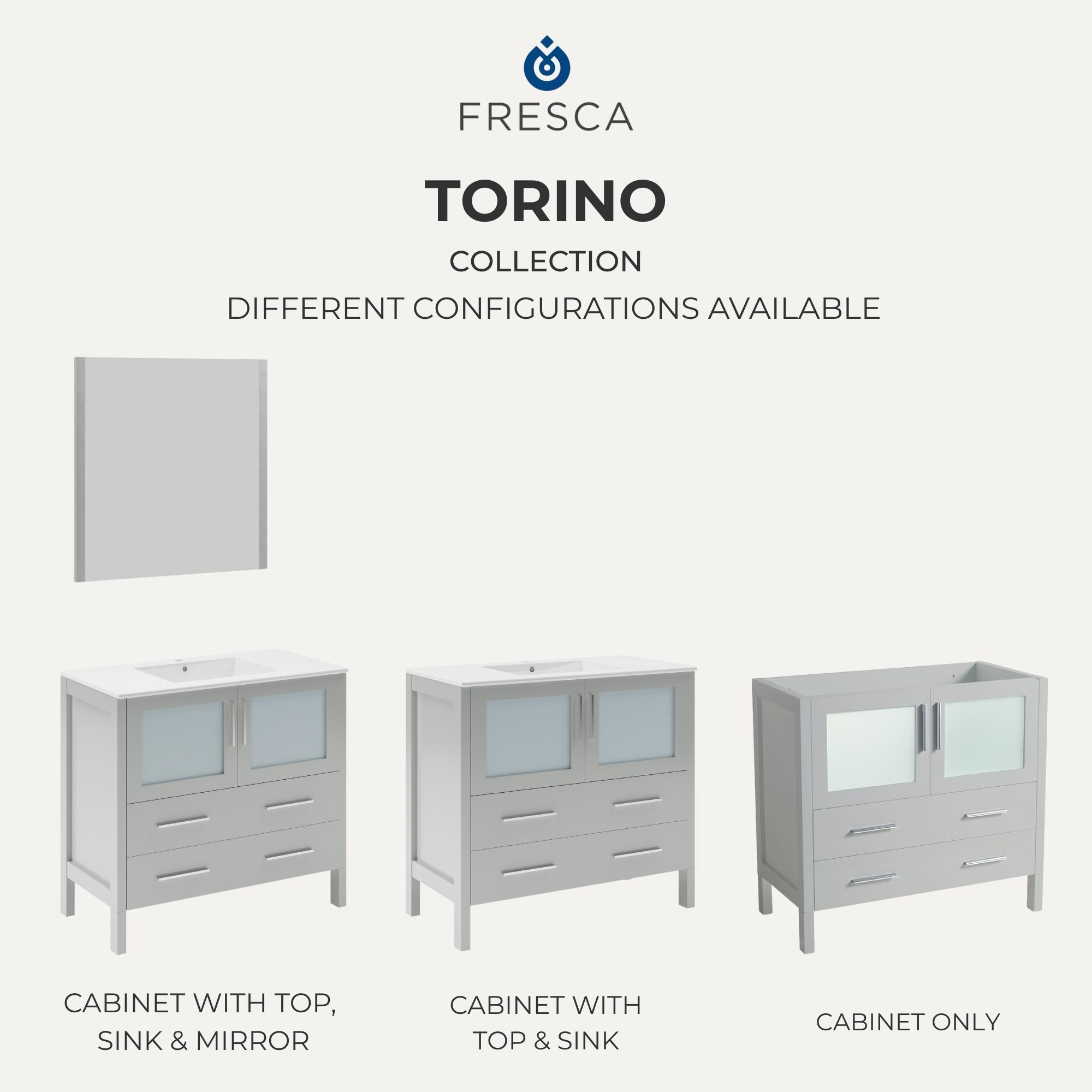 Torino 36'' Single Bathroom Vanity with Ceramic Top with Mirror