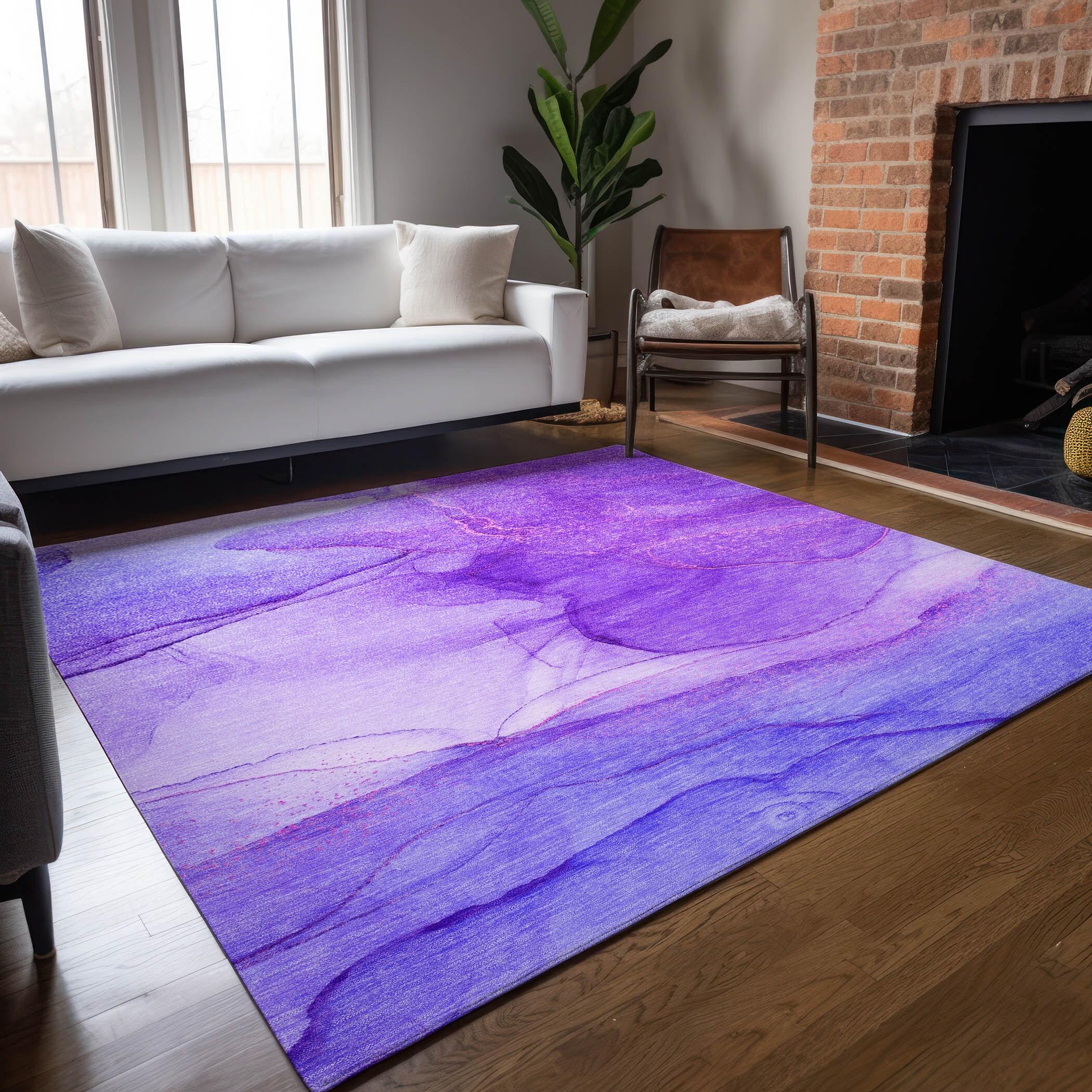Addison Rugs Chantille Indoor/Outdoor Transitional Watercolors Purple Washable Rectangle Rug, 3' x 5'