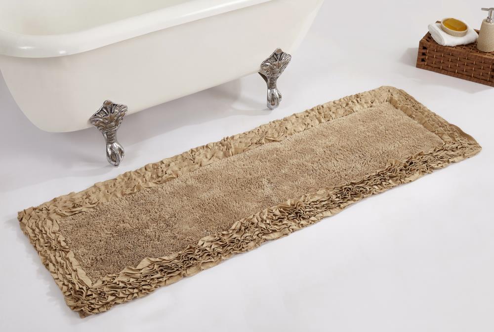 Better Trends Shaggy Boader 100% Cotton Tufted Non- Slip Backing Bath Rug 20" x 60" Runner - Beige