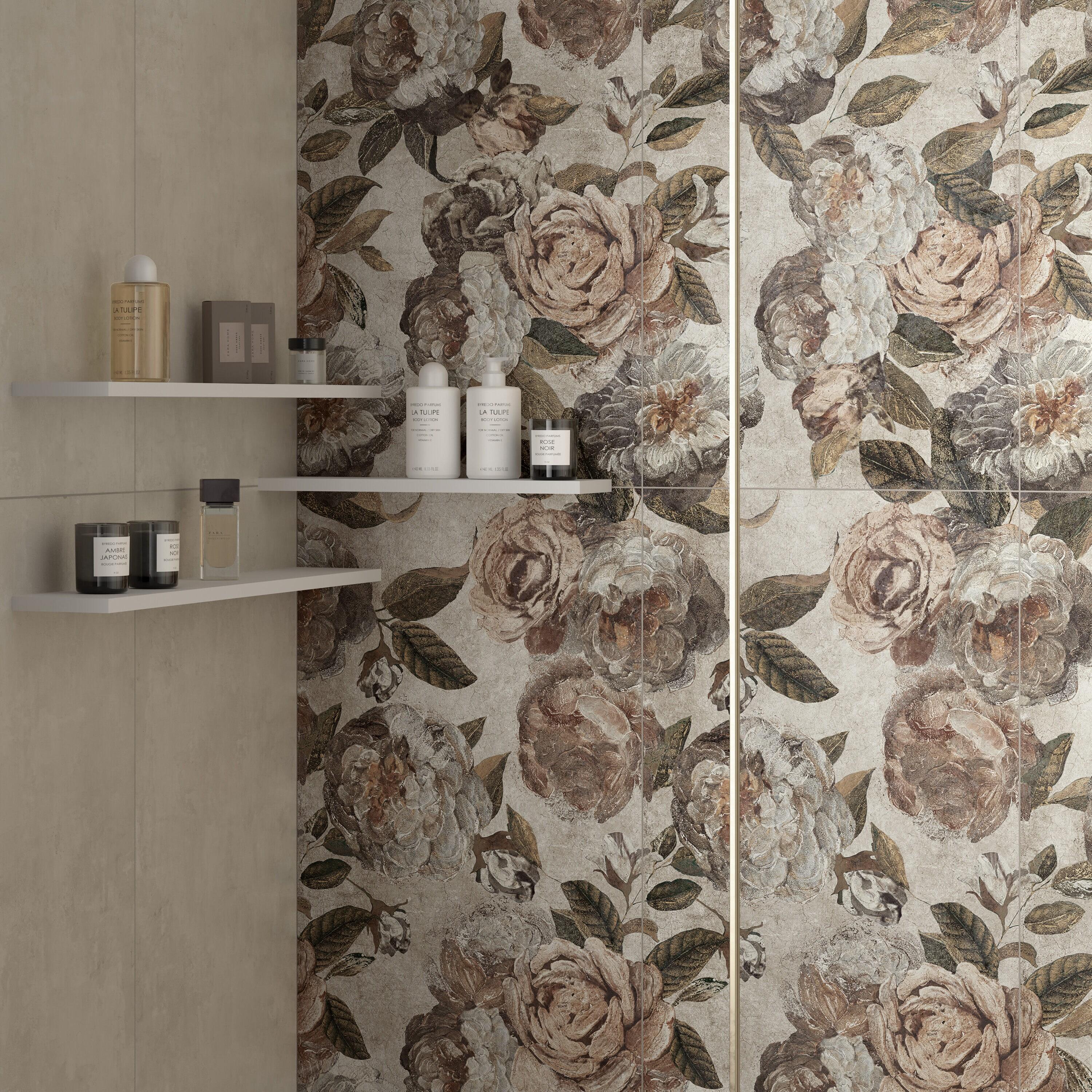 Merola Tile Parete Fiori 24" x 47" Porcelain Natural / Floral Wall & Floor Tile