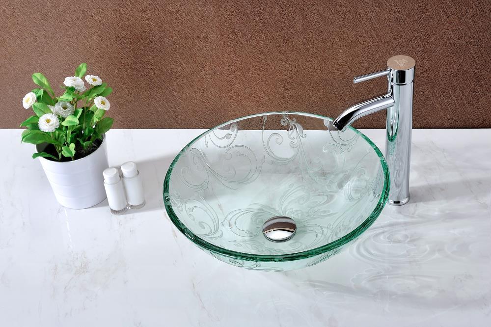 ANZZI Vieno 16.5'' Clear Tempered Glass Circular Bathroom Sink