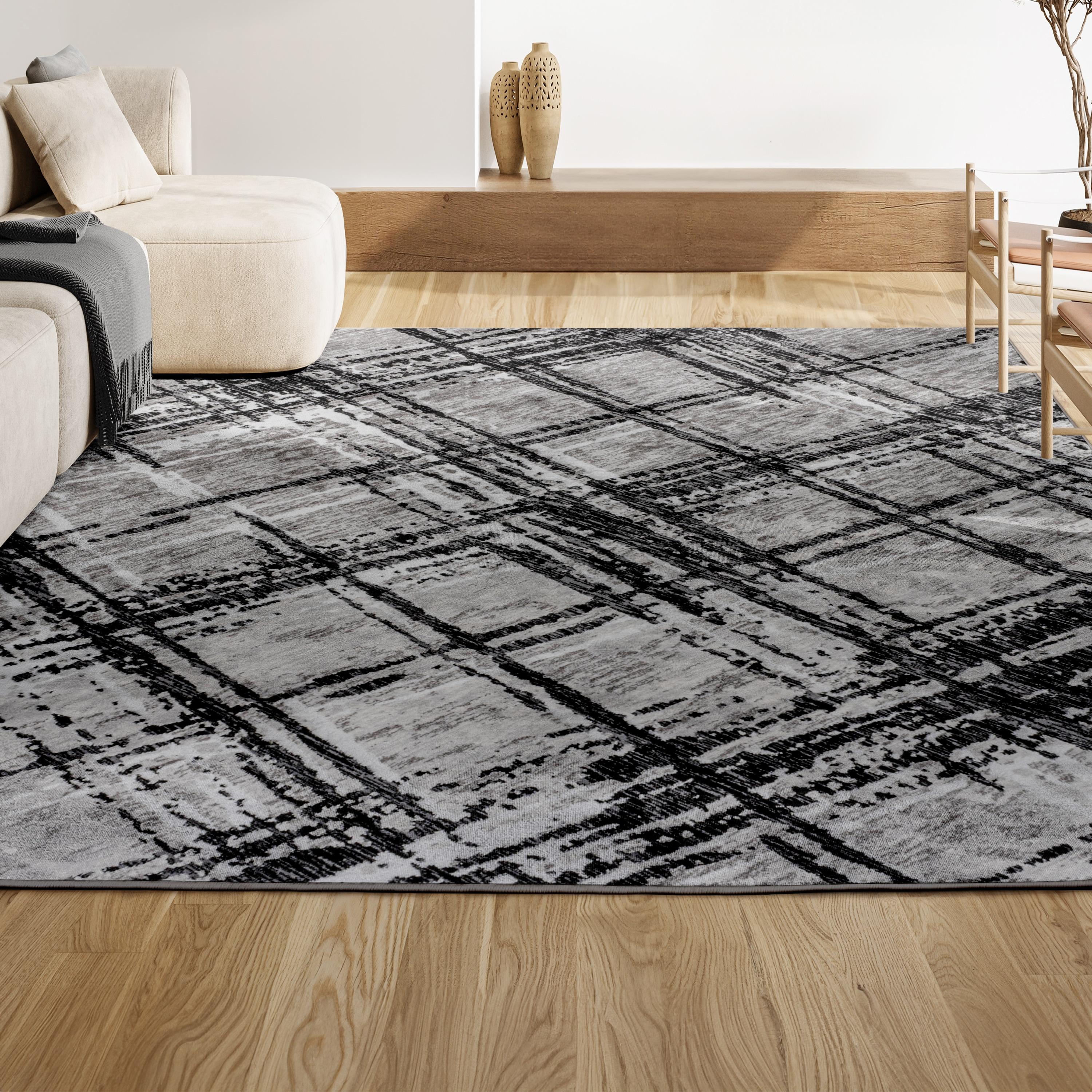JONATHAN Y Slant Modern Abstract Black/Gray 3 ft. x 5 ft. Area Rug