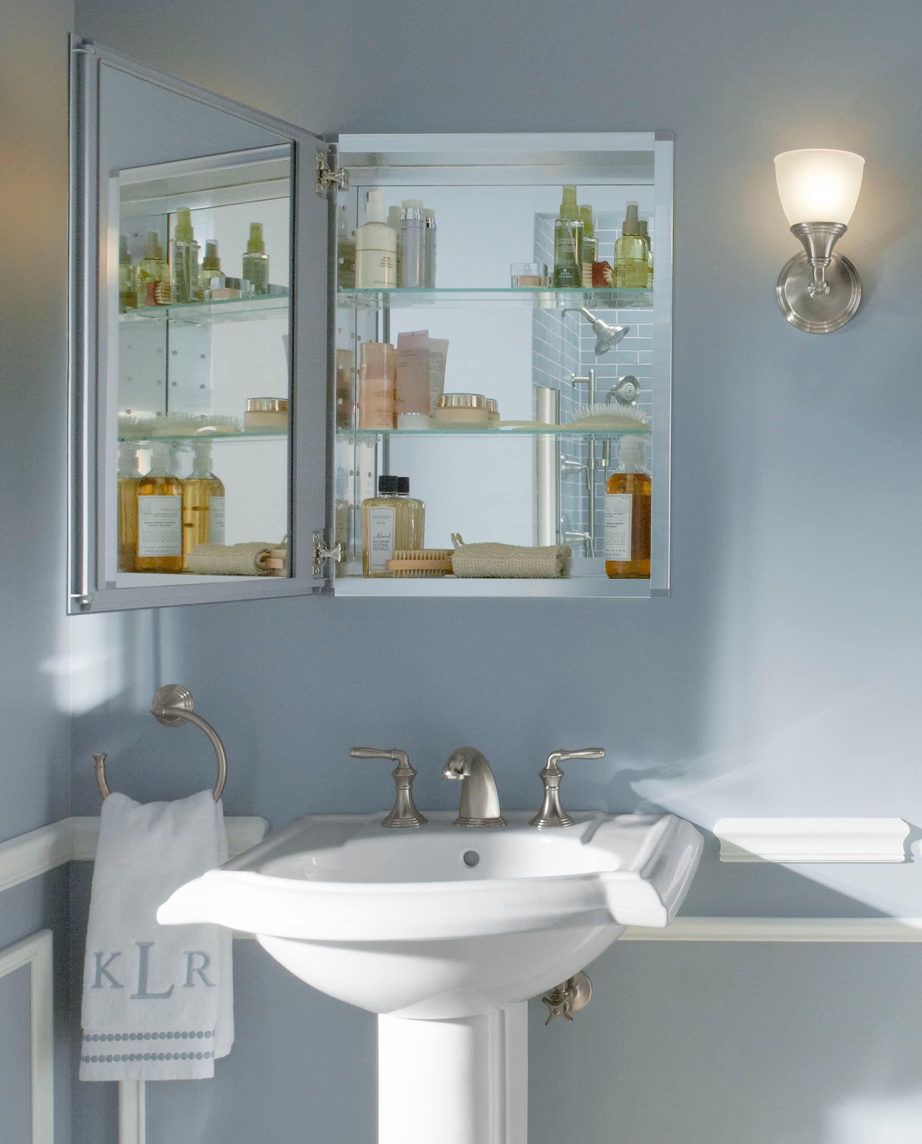 CLC Recessed or Surface Mount Frameless Aluminum Medicine Cabinet Adjustable Shelves