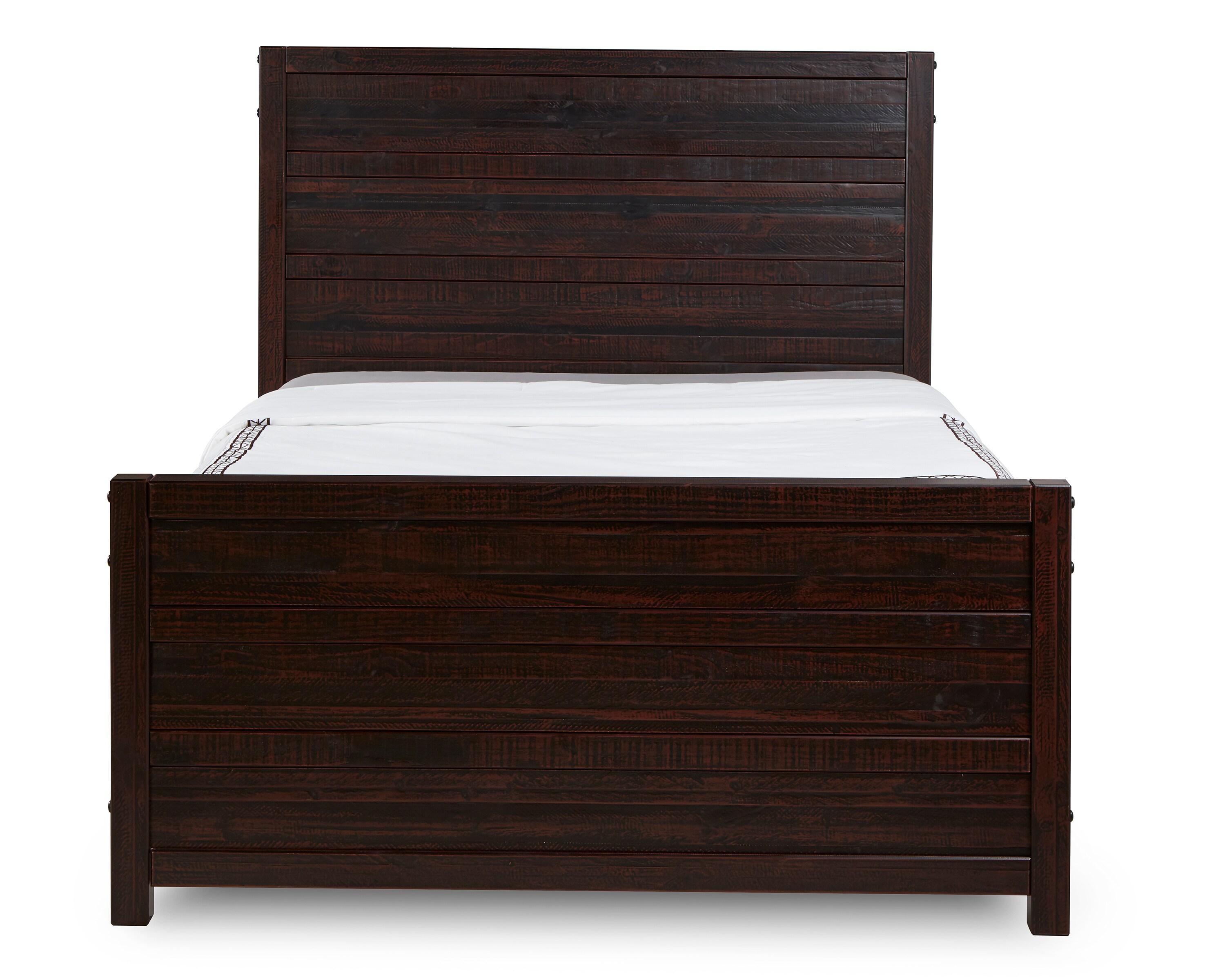 Camaflexi Carmel Solid Wood Platform Bed Frame with Headboard, King, Antique Walnut