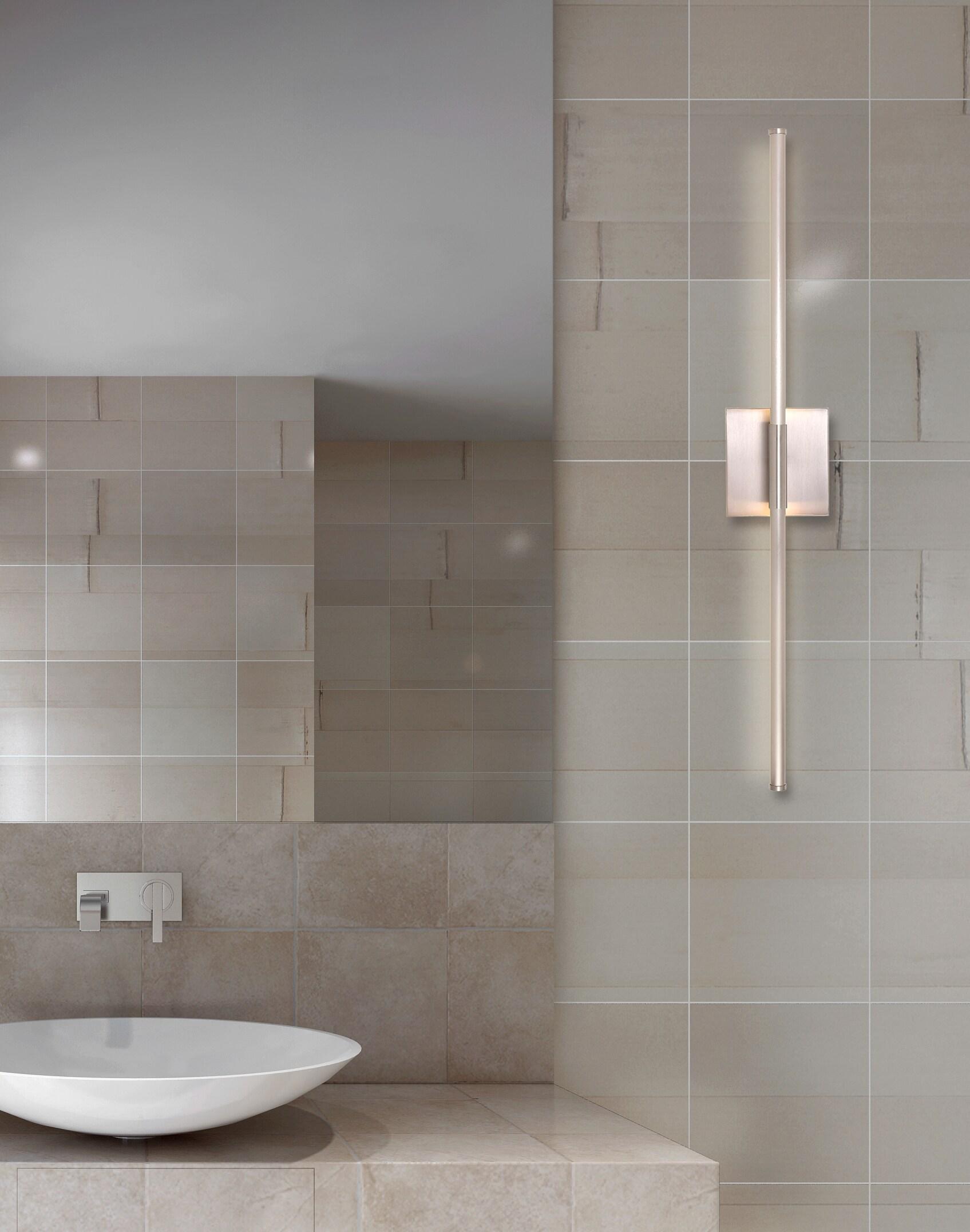 JONATHAN Y Makena 28" Modern Minimalist Dimmable Integrated LED Metal Wall Sconce, Nickel