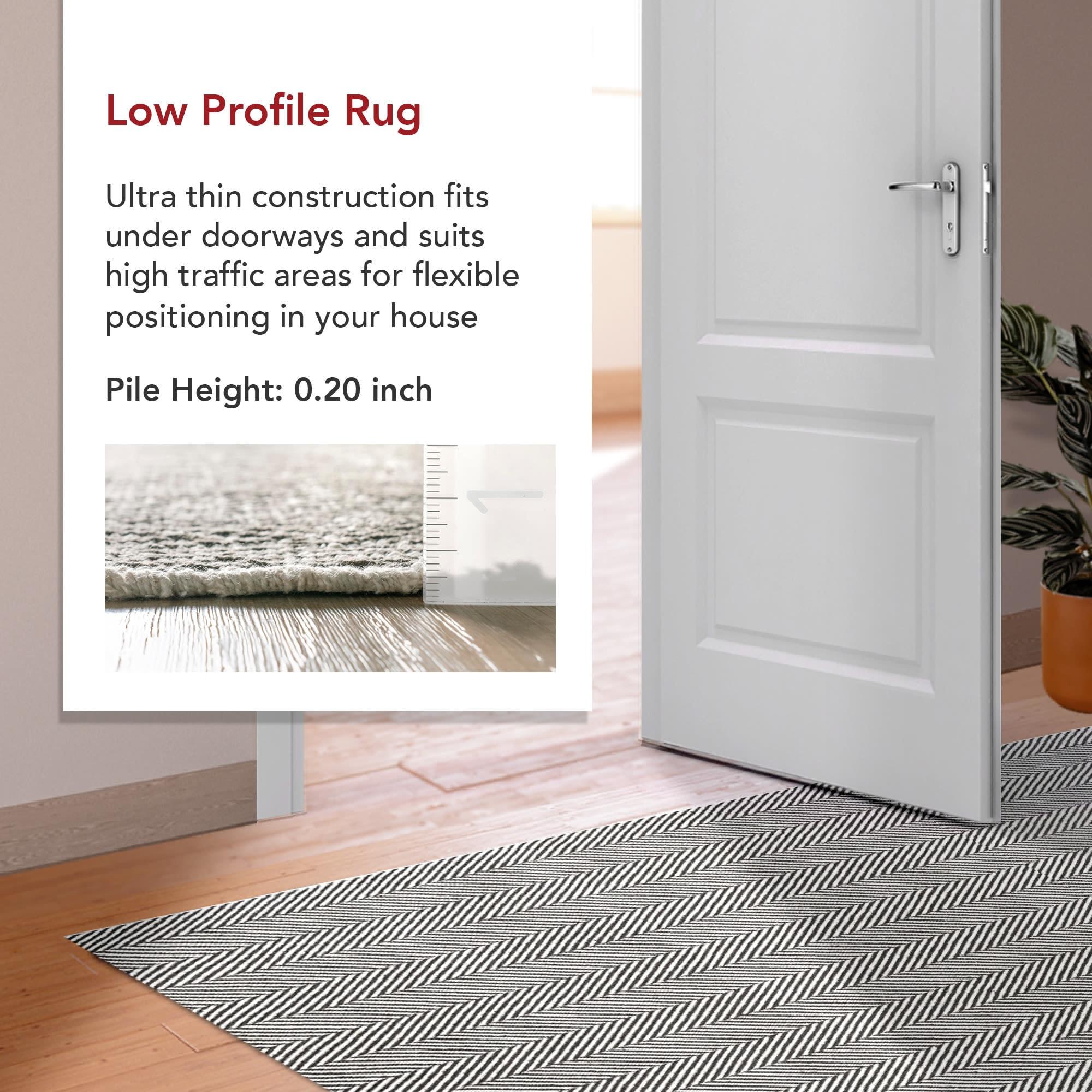 Gray and White Striped Cotton 6' x 9' Handmade Rug