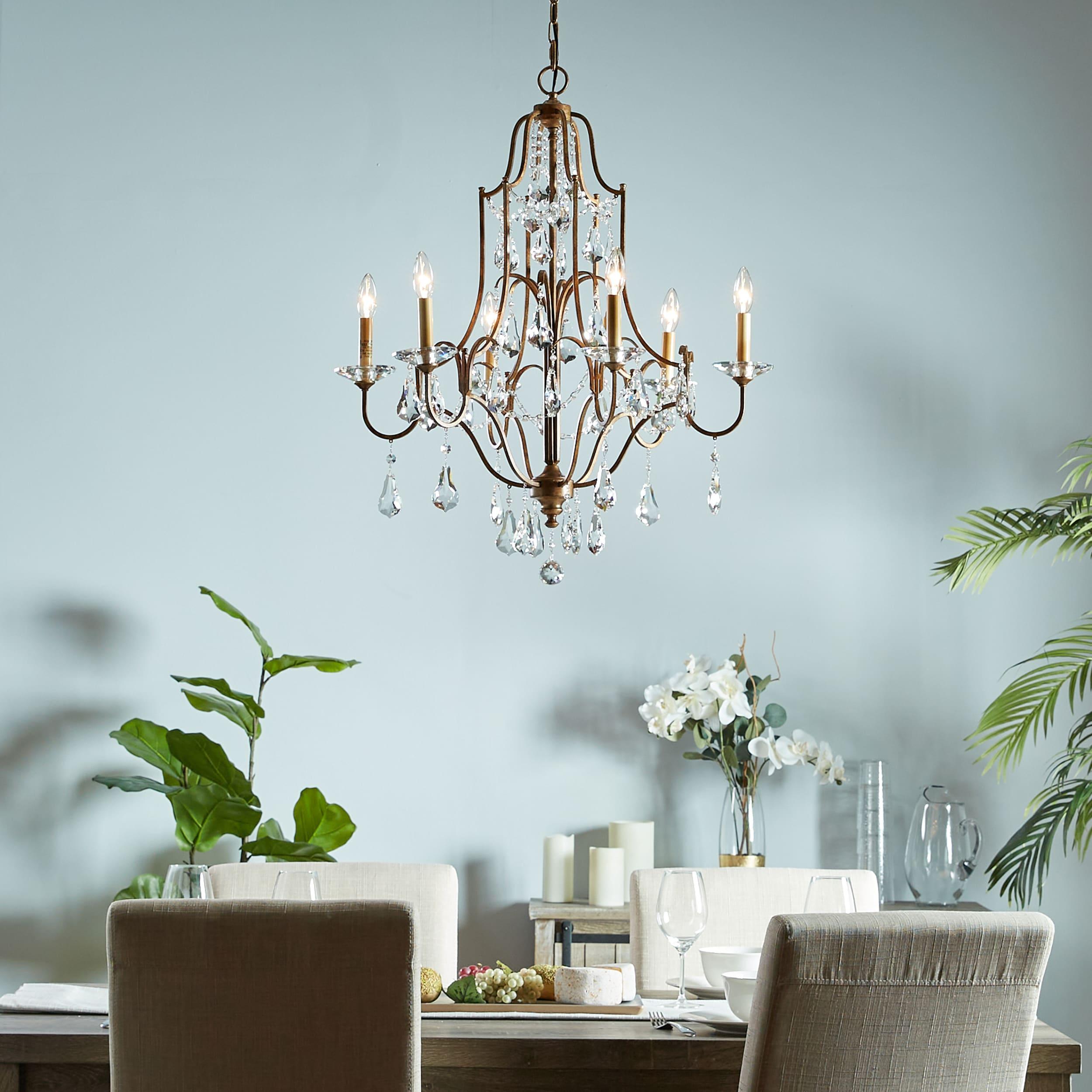 Feiss F2478/6OBZ Valentina Crystal Candle Chandelier Lighting, Bronze, 6-Light (29"Dia x 33"H) 360watts