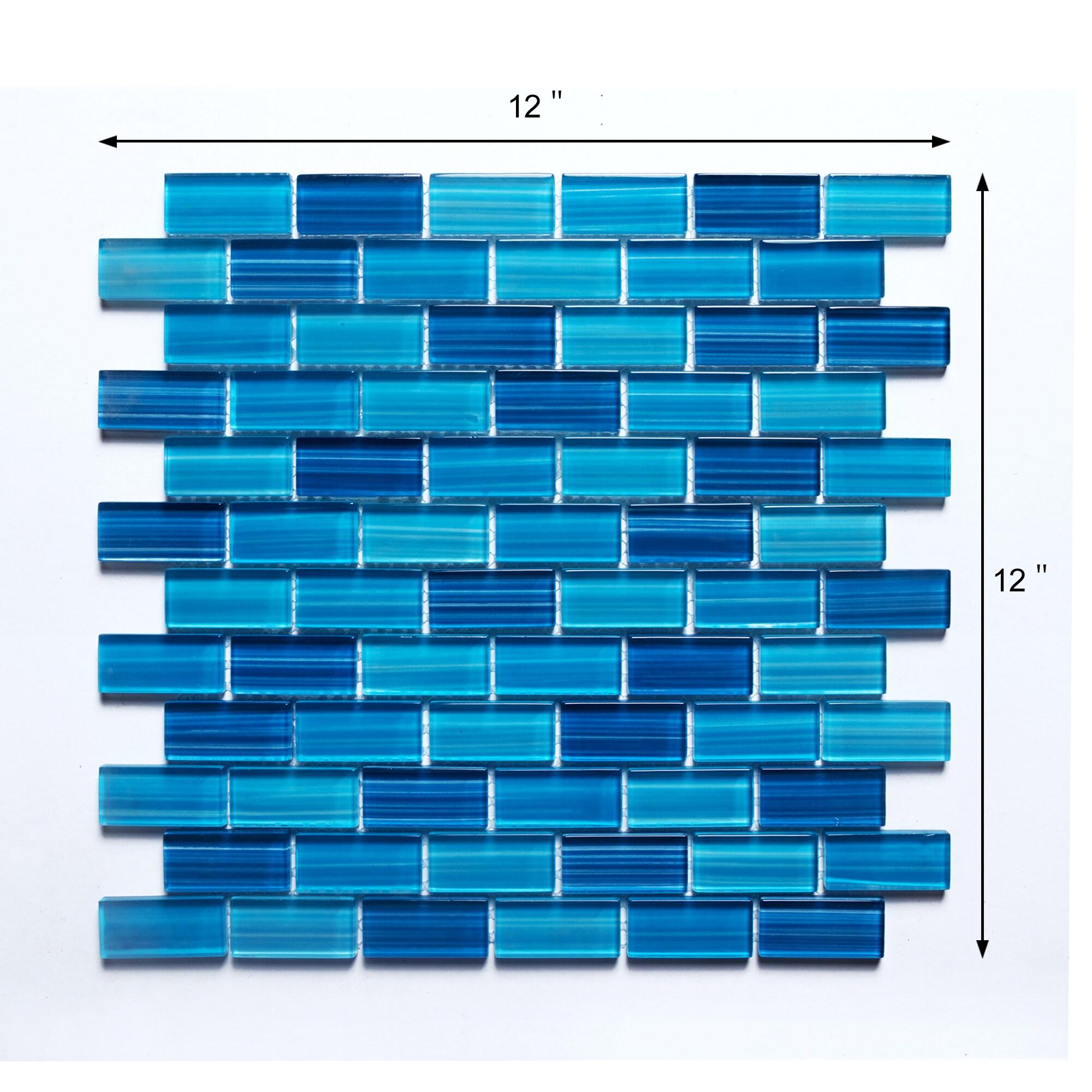 Swimming Pool Series 1" x 2" Straight Edge Glass Mosaic Tile