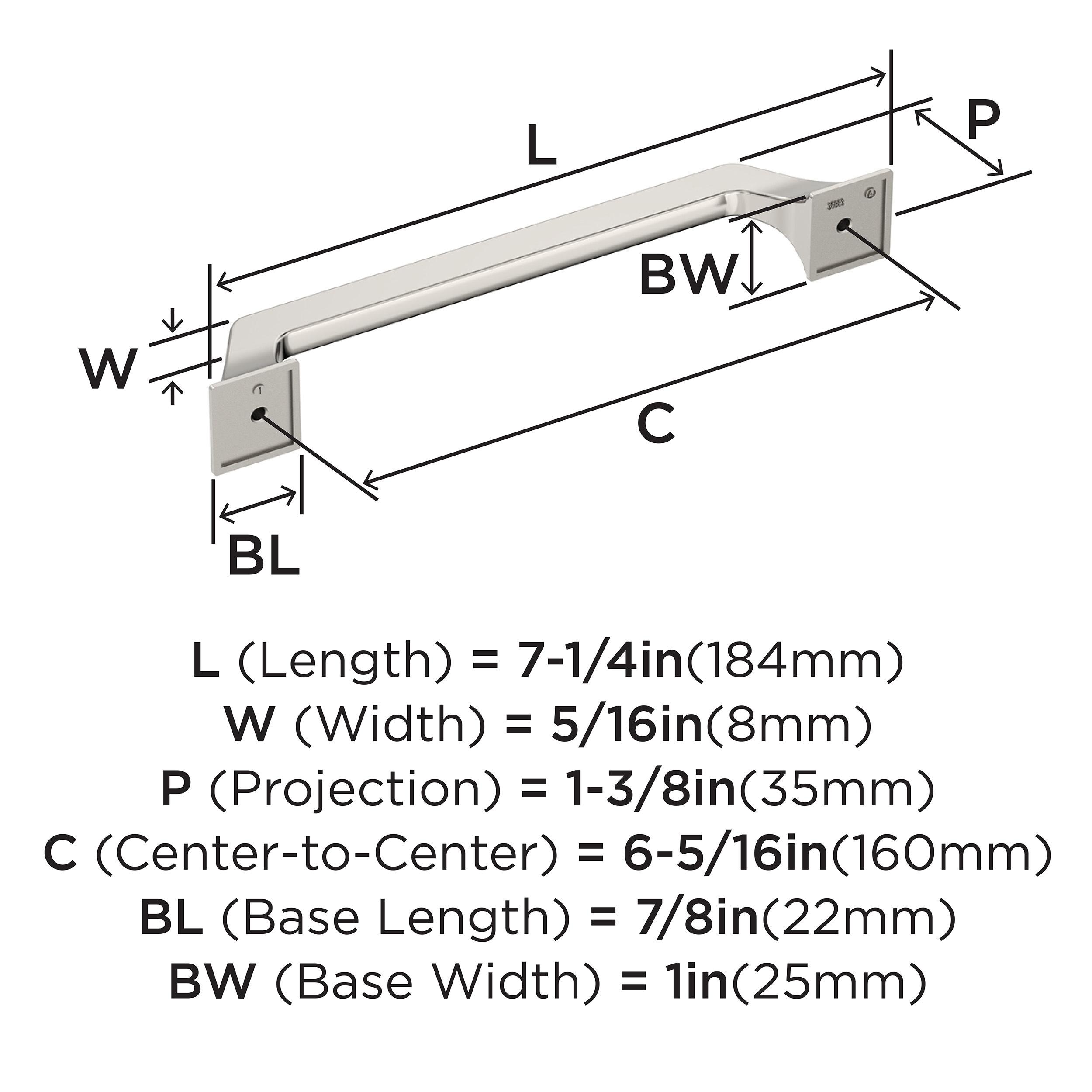 Amerock Exceed 6-5/16 inch (160mm) Center-to-Center Polished Nickel Cabinet Pull