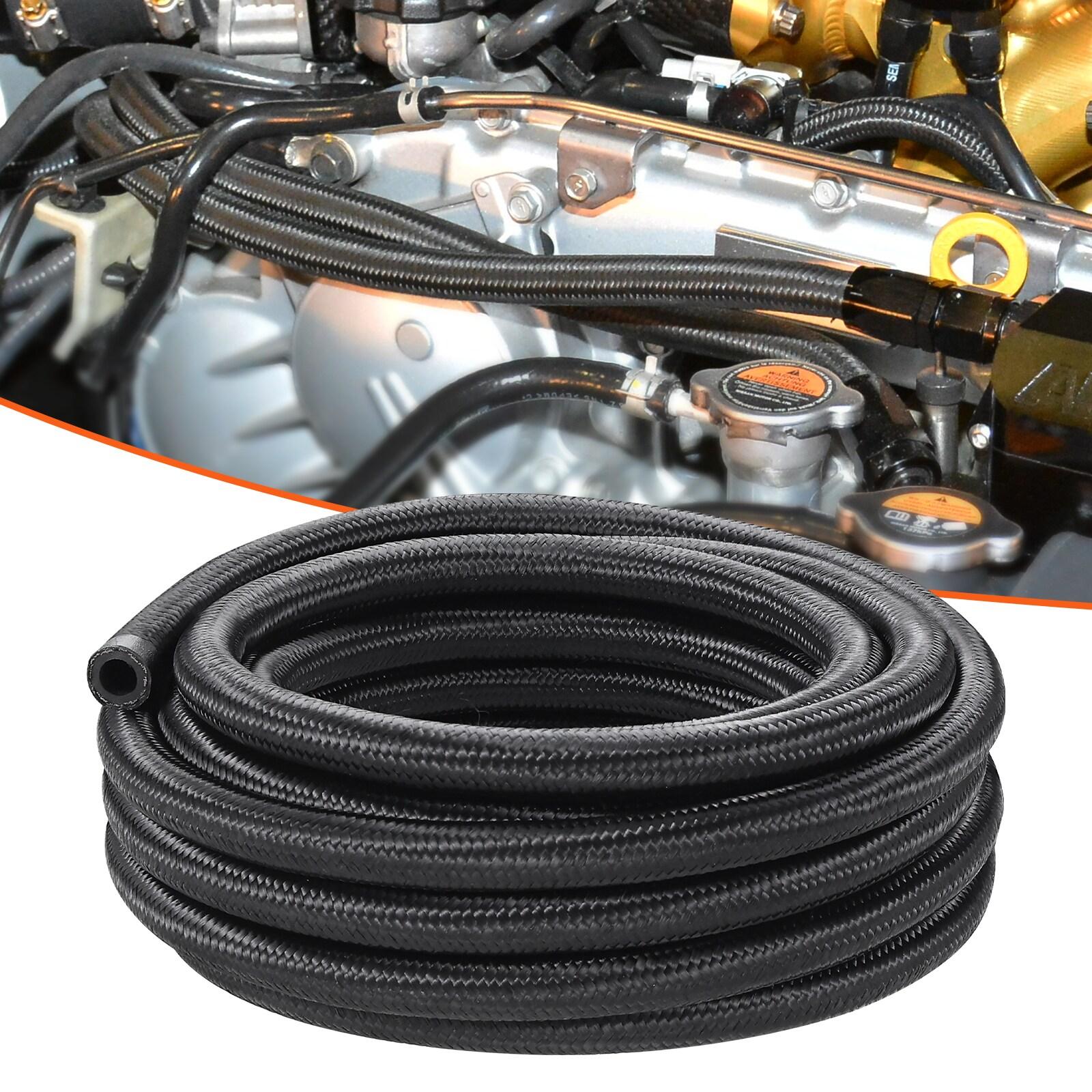 VEVOR 6AN Fuel Line Kit, 20 FT Fuel Hose Kit, 0.34" Nylon Stainless Steel Braided Fuel Line Oil/Gas/Diesel Hose End Fitting Kit, with 12 PCS Swivel Fitting Adapter Kit, Black