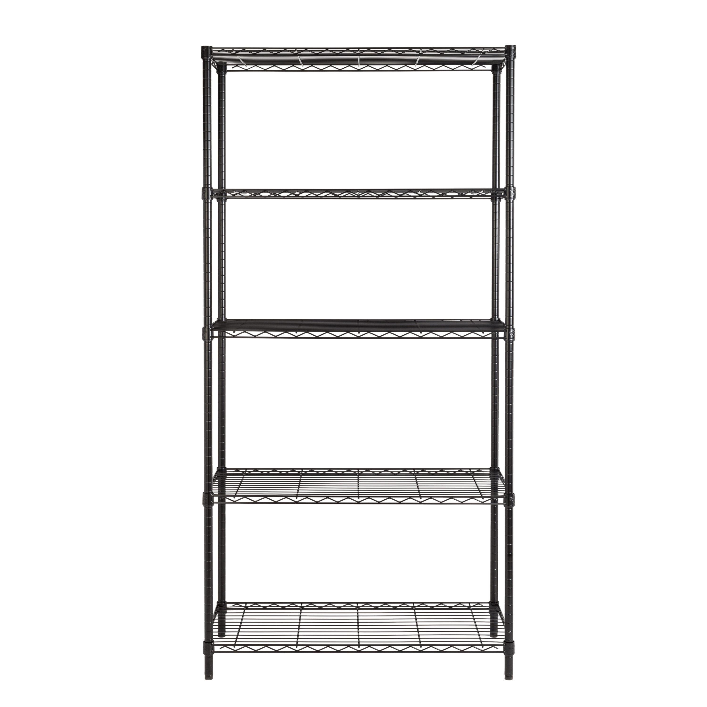 Honey-Can-Do 5-Shelf Steel Adjustable Storage Shelves, Black, Holds up to 350 lb per Shelf