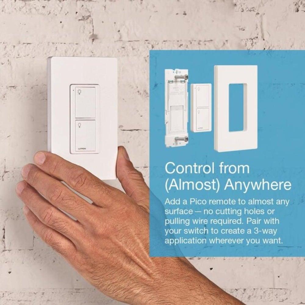 Lutron Caseta Smart Lighting Switch for All Bulb Types or Fans | Neutral Wire Required | PD-6ANS-WH | White