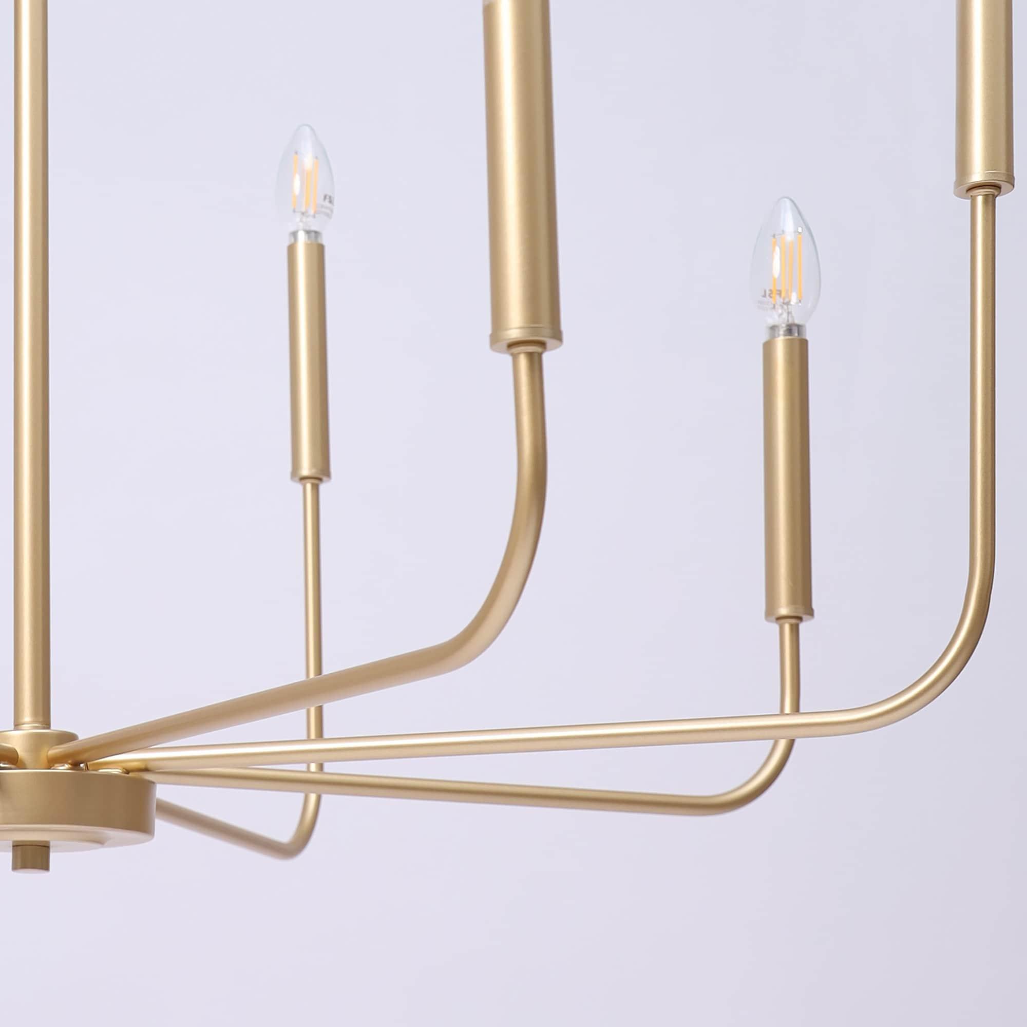 LNC 8-Light Matte Gold Modern/Contemporary Candle LED Dry rated Chandelier for Living Room