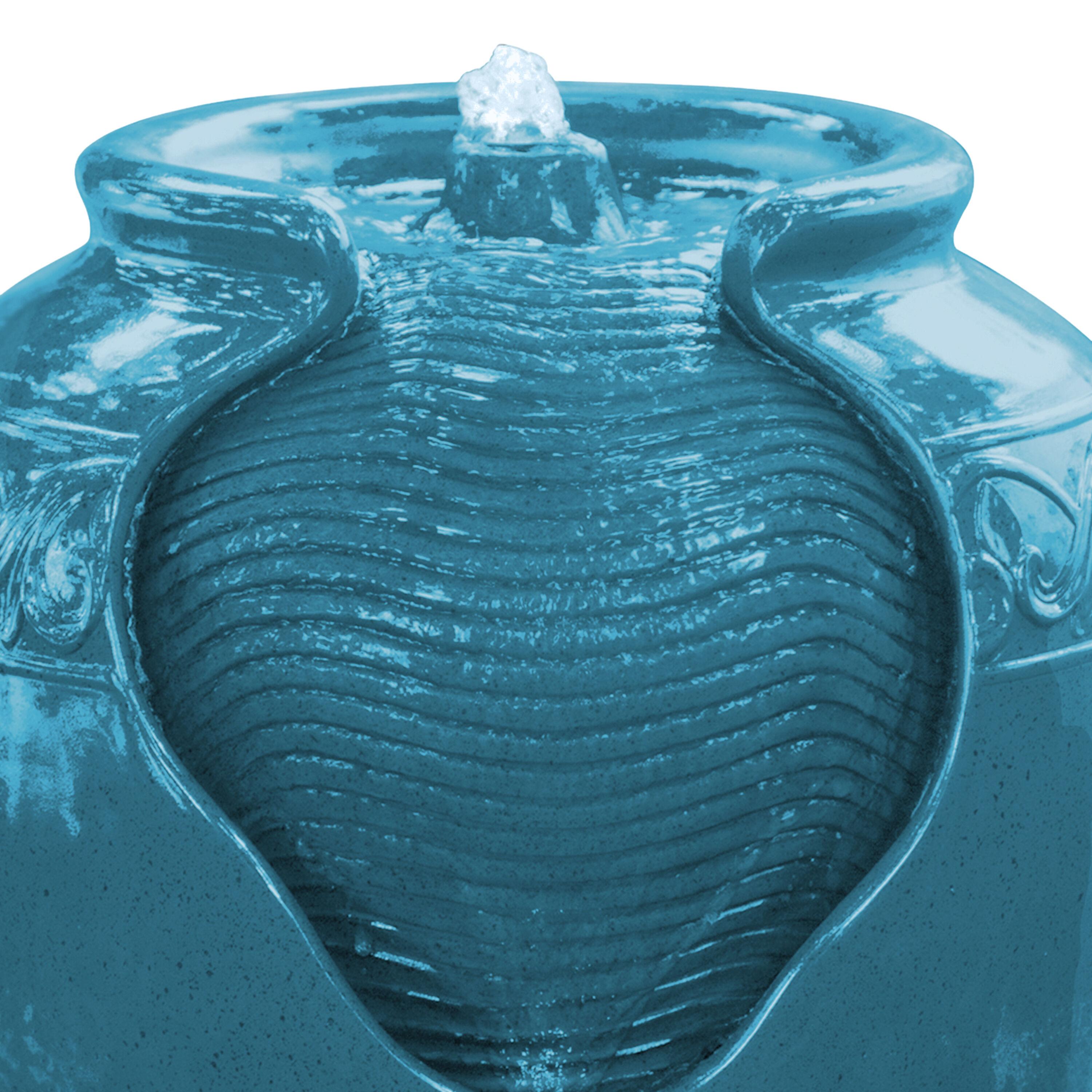 Teamson Home 16.93" Outdoor Glazed Pot Water Fountain